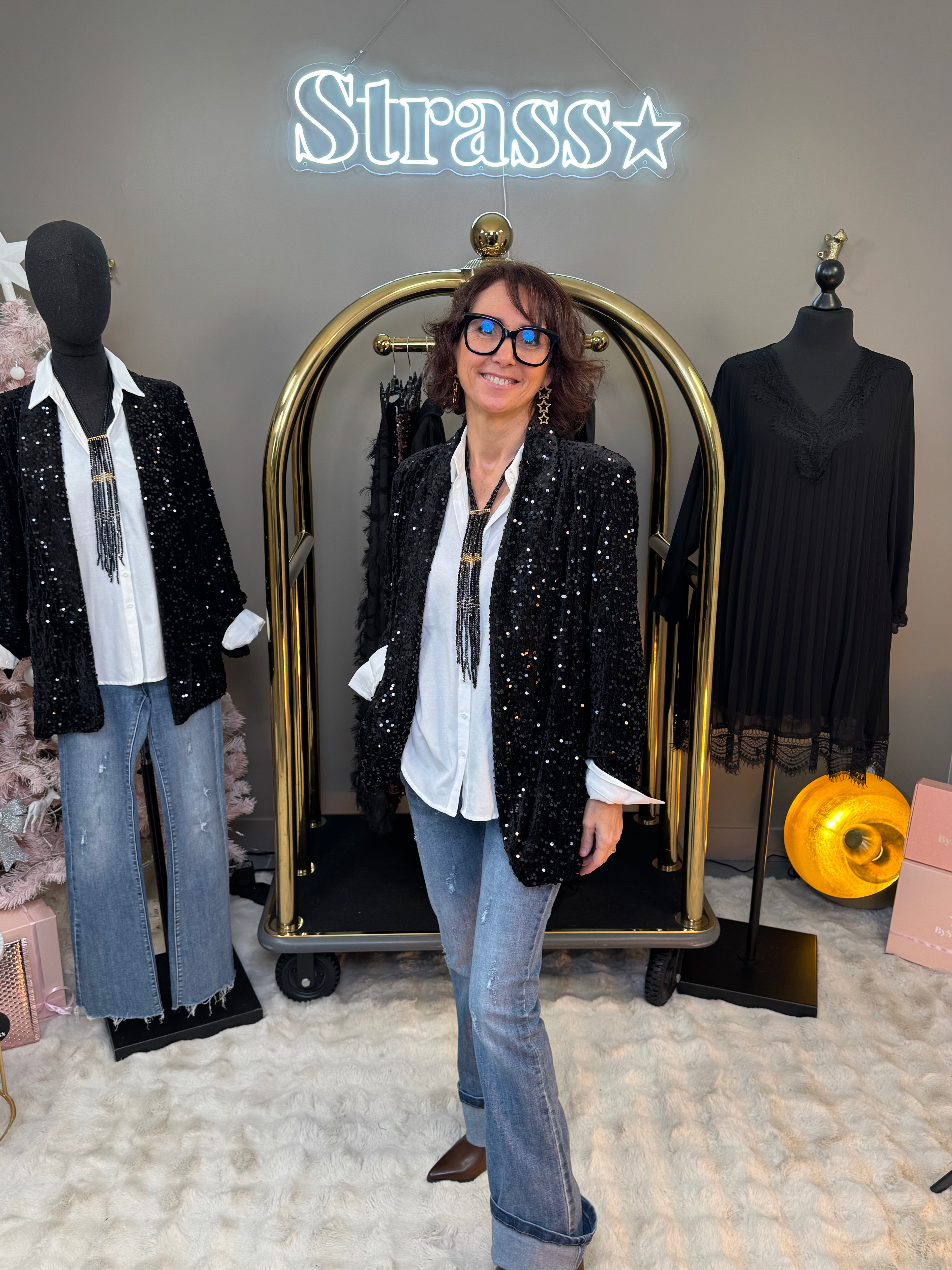 Blazer Paillettes Noir