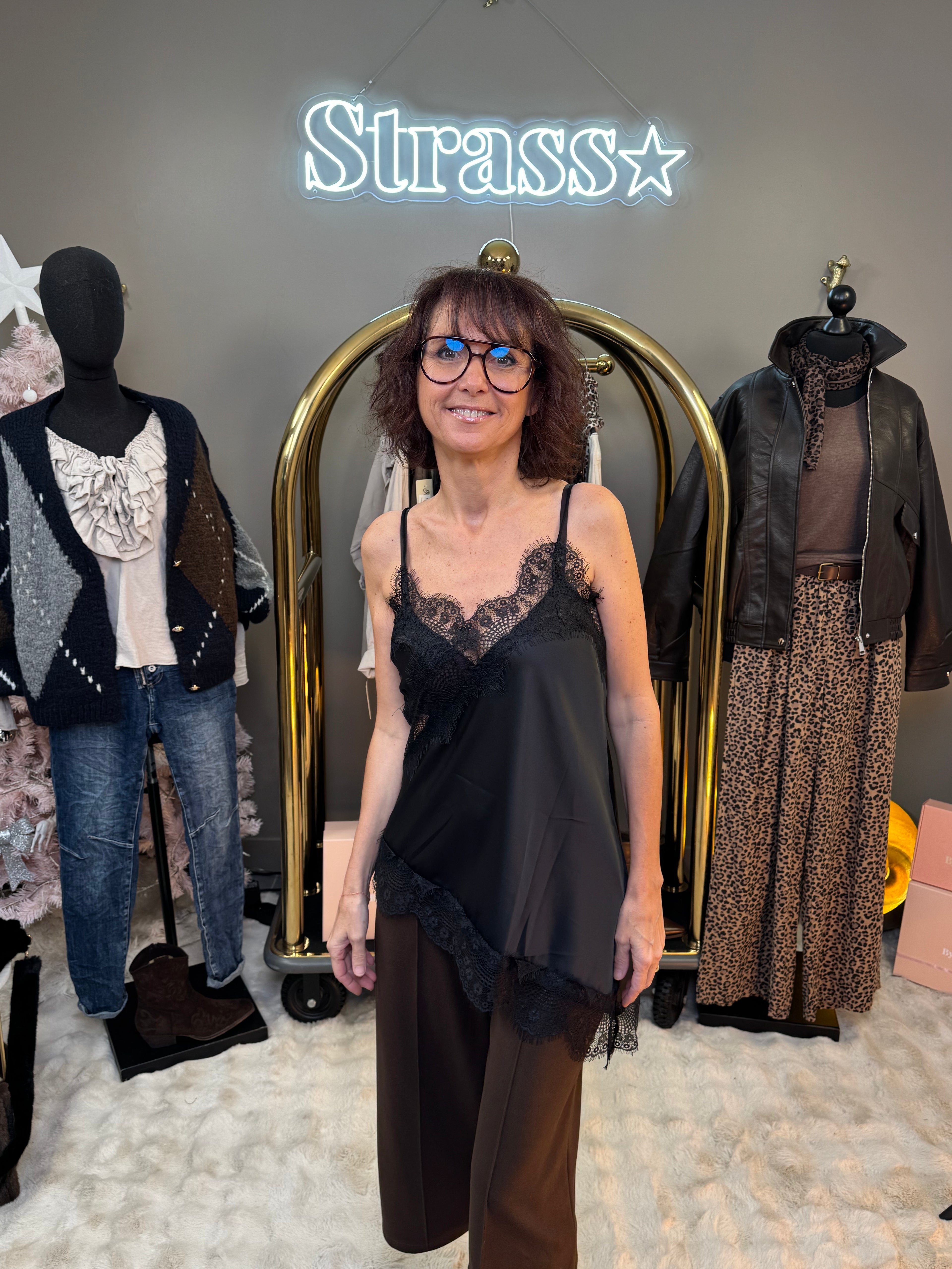 Top Dentelle Pointe Noir