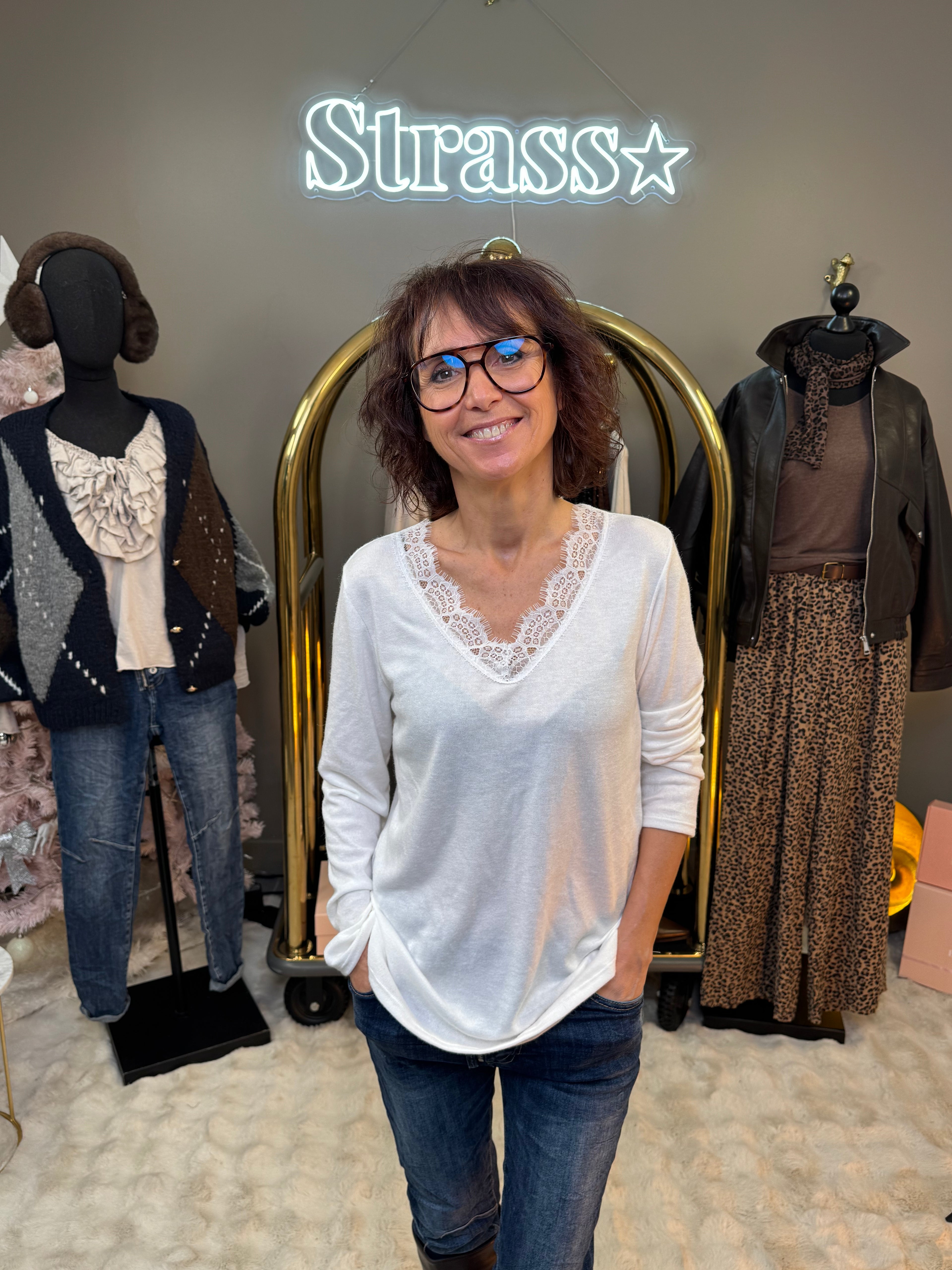 Top Chaud Chaud Dentelle Blanc