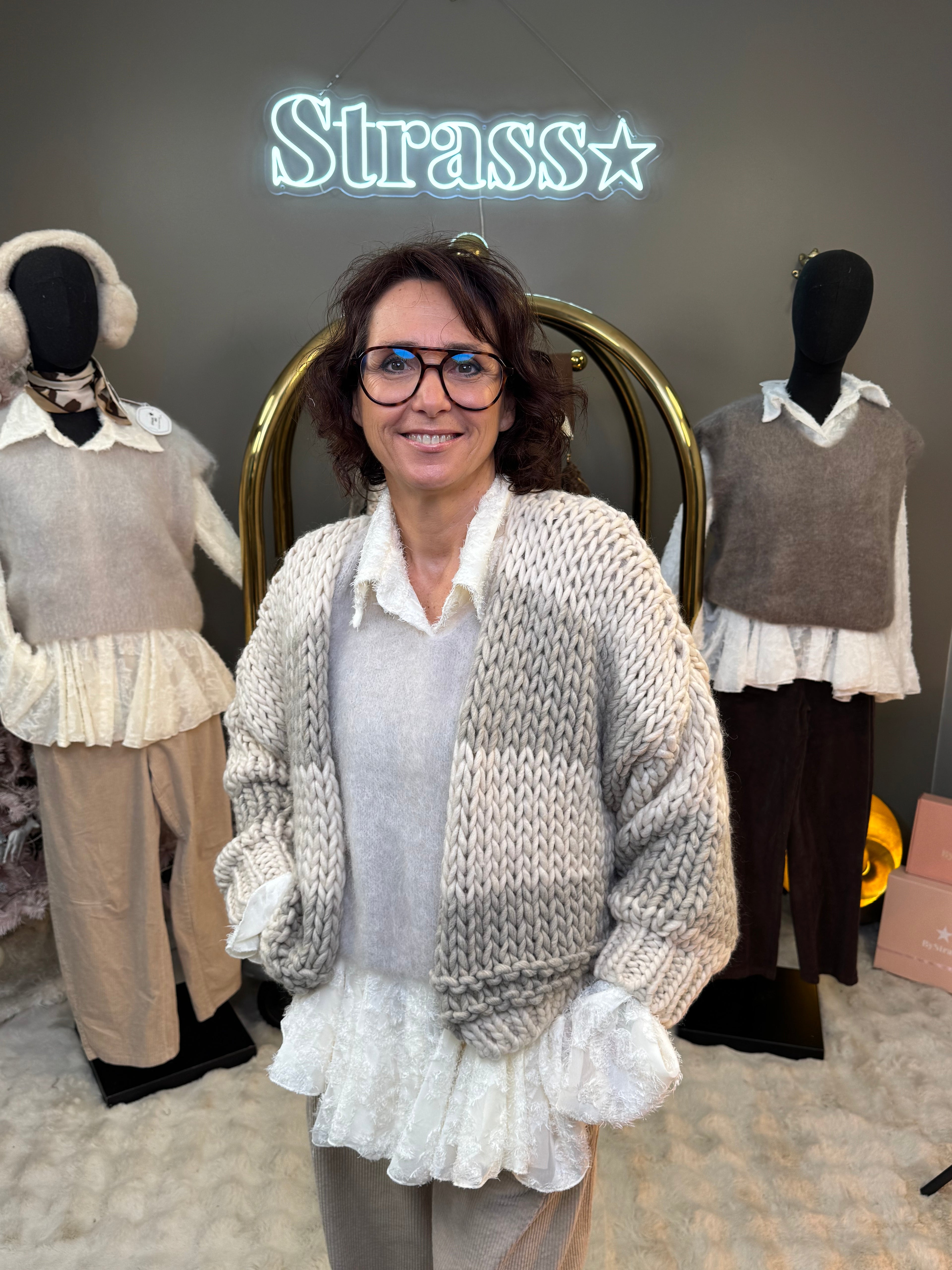 Gilet Grosse Maille Beige