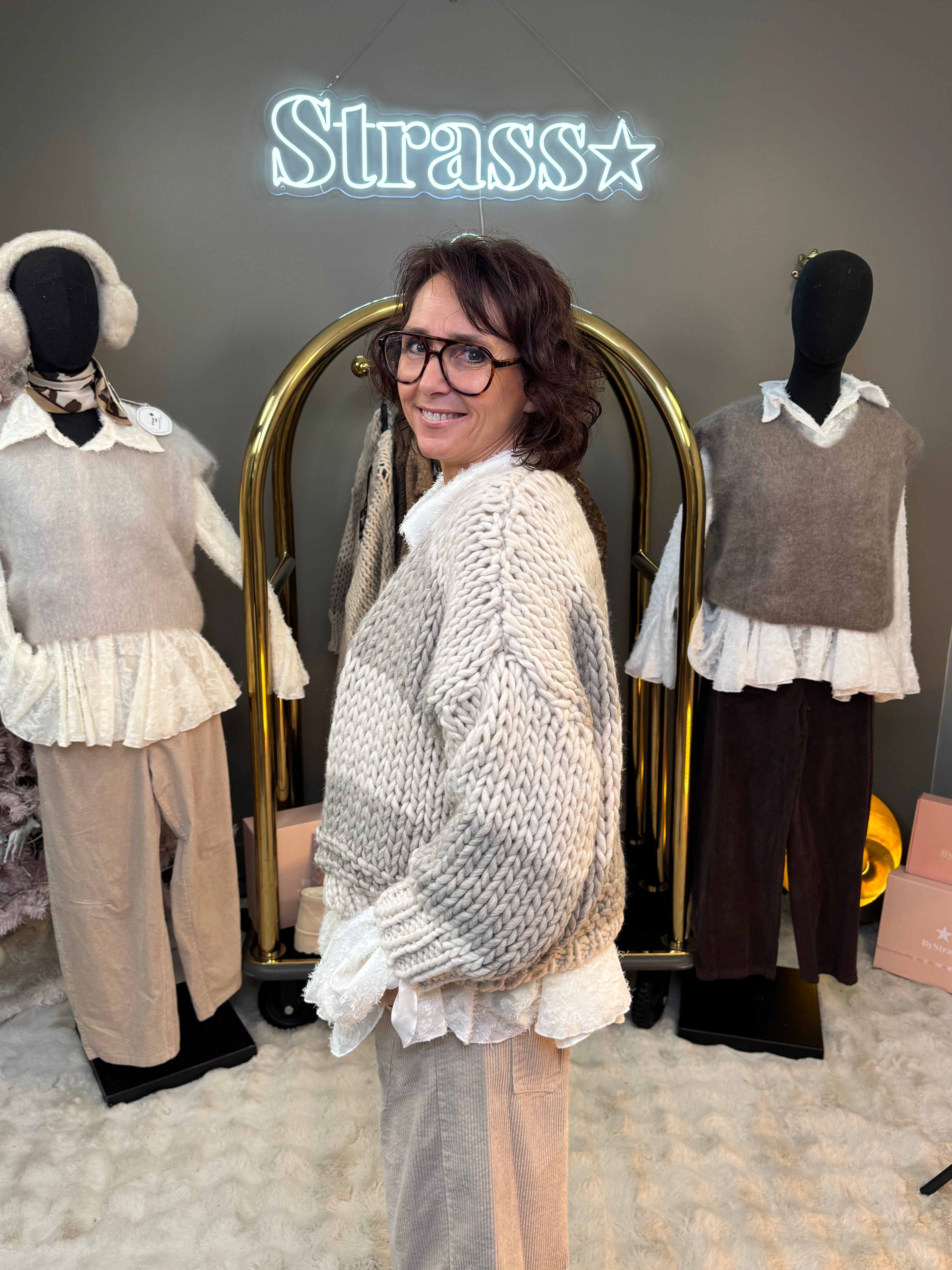 Gilet Grosse Maille Beige