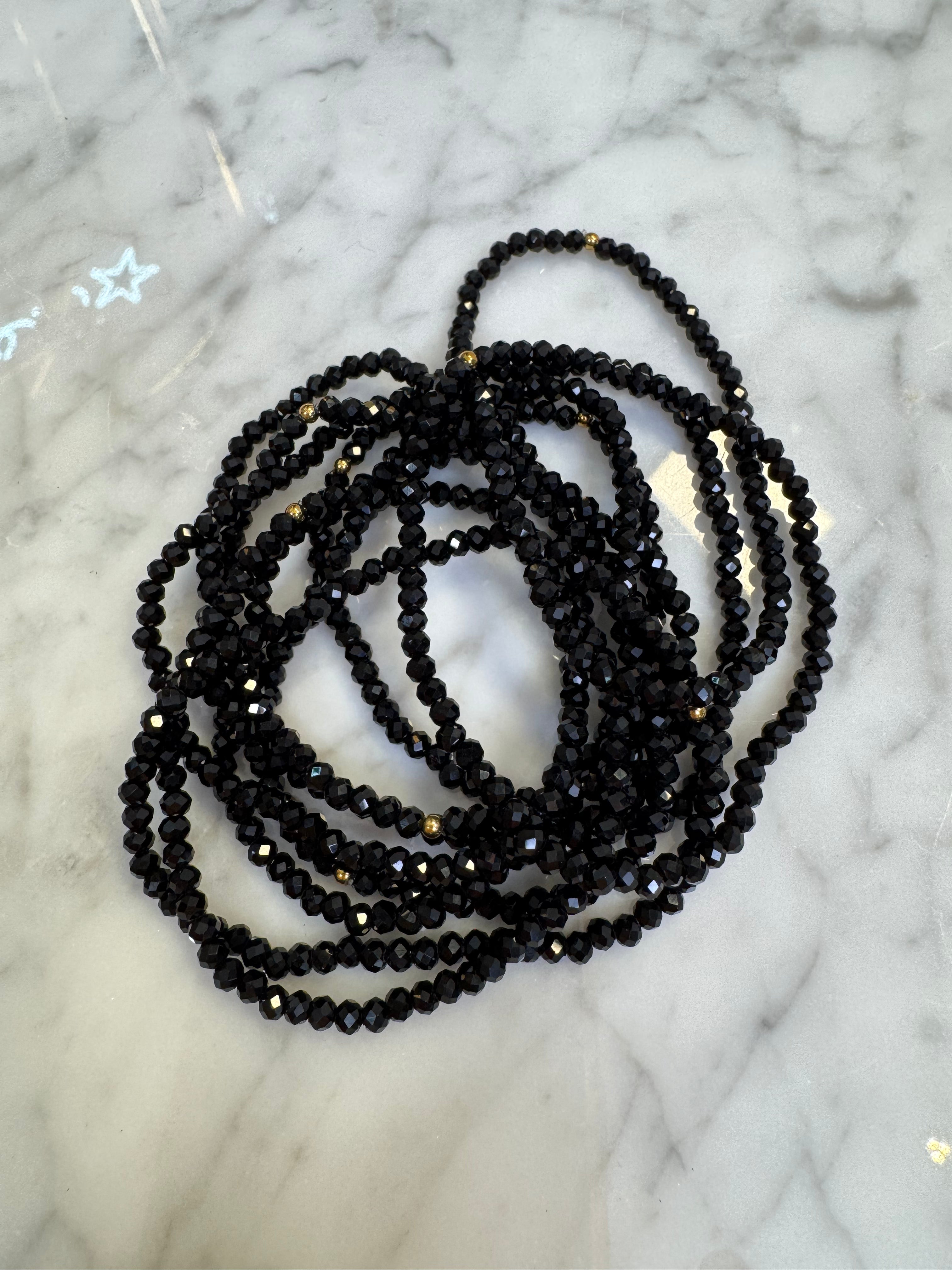 Lot de 10 Bracelets Elastiques Cristal Noir