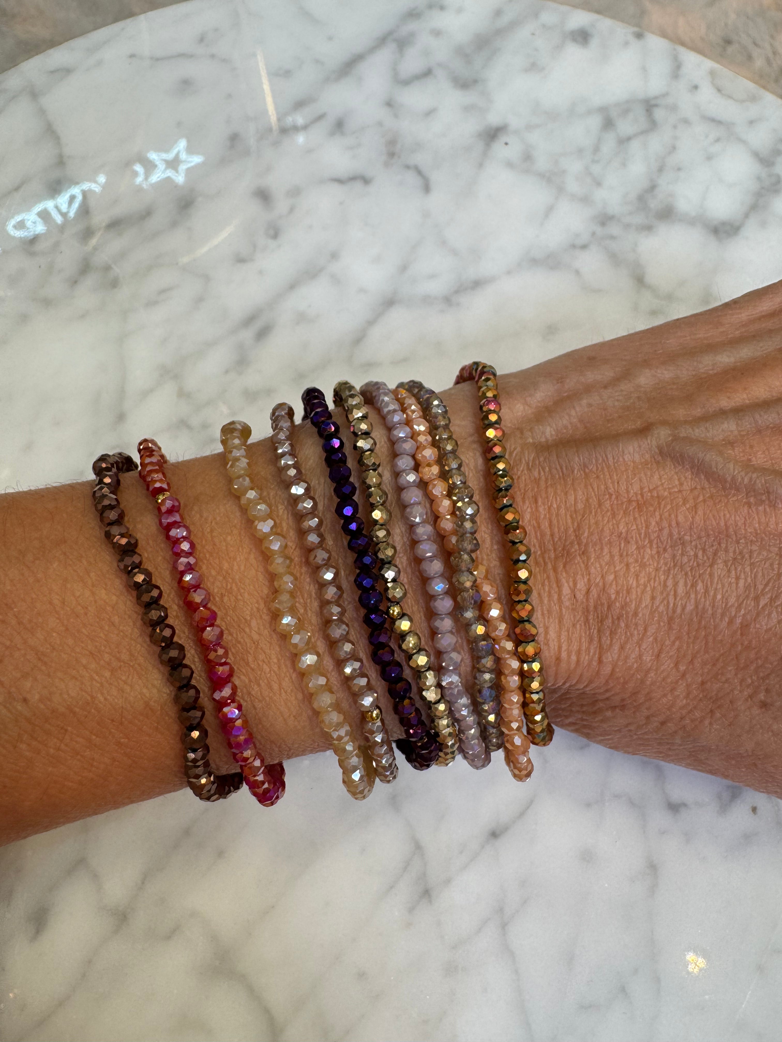 Lot de 10 Bracelets Elastiques Cristal Couleurs Assorties