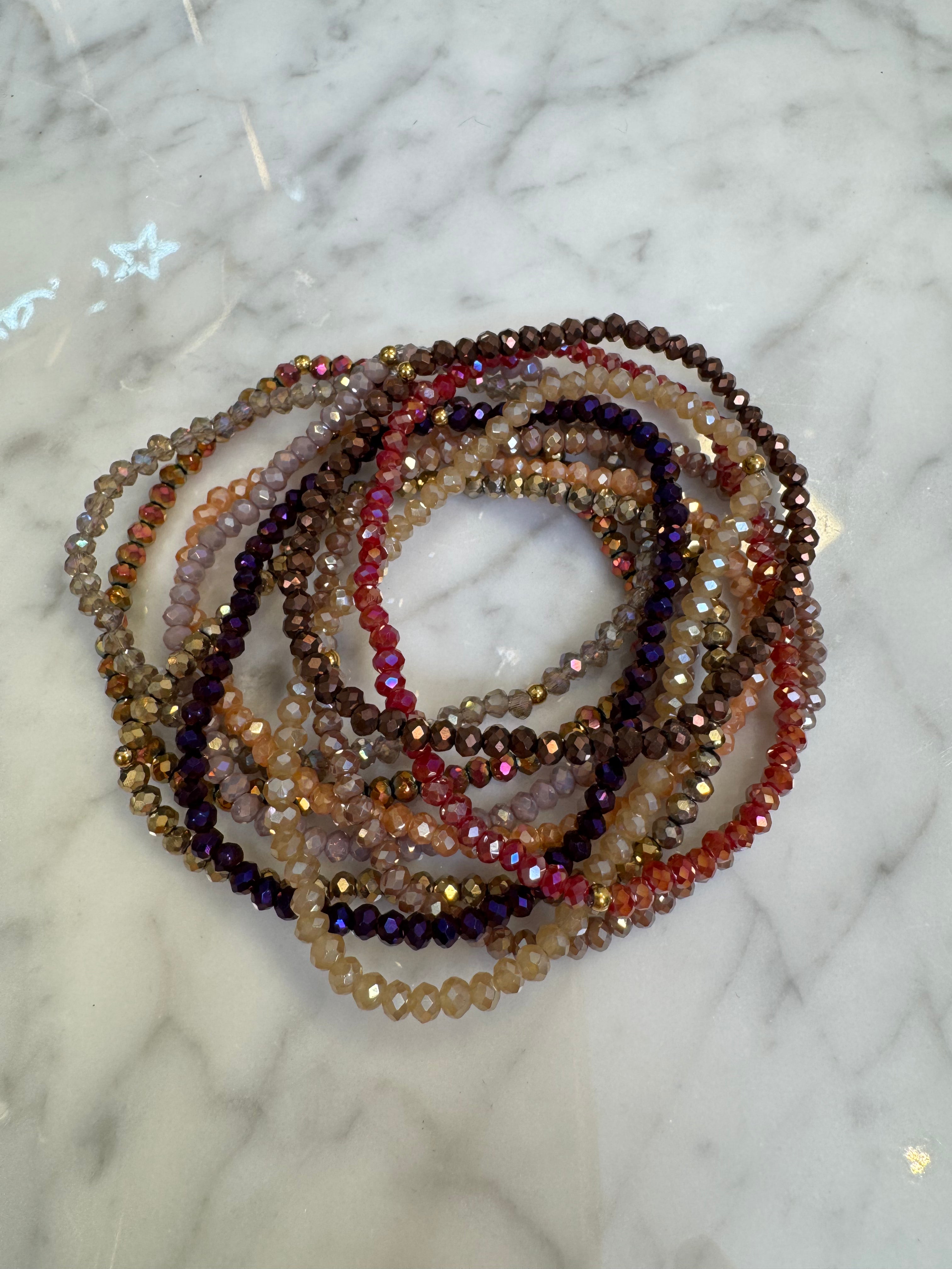 Lot de 10 Bracelets Elastiques Cristal Couleurs Assorties