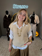 Pull Sur Chemise Beige