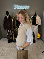 Pull Sur Chemise Beige