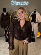Haut Dentelle Jabot Choco