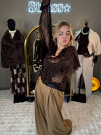 Haut Dentelle Jabot Choco