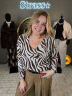 Pull Zèbre Beige