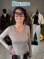 Pull Chaussette Dentelle Taupe