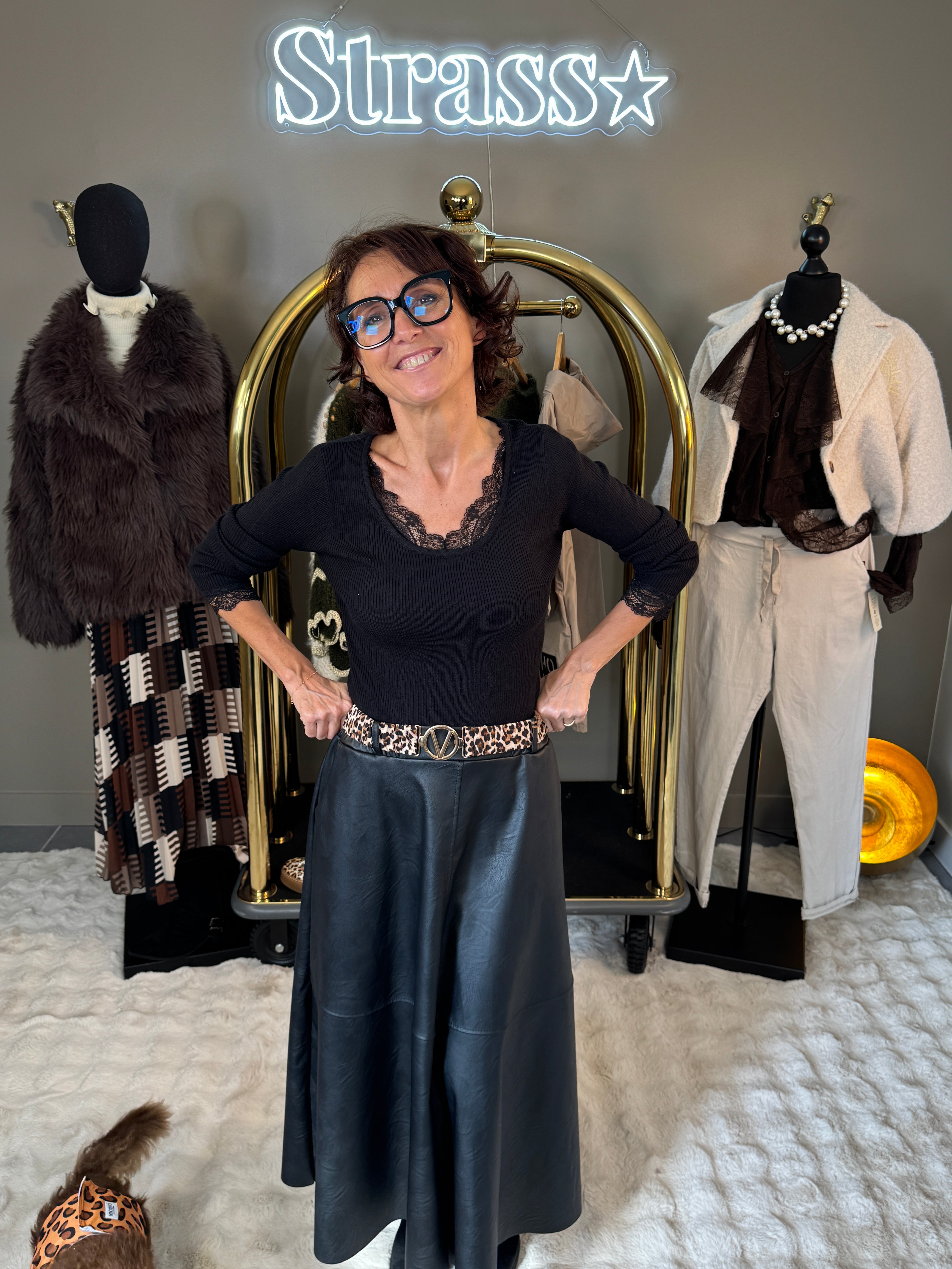 Jupe Simili Cuir Noir