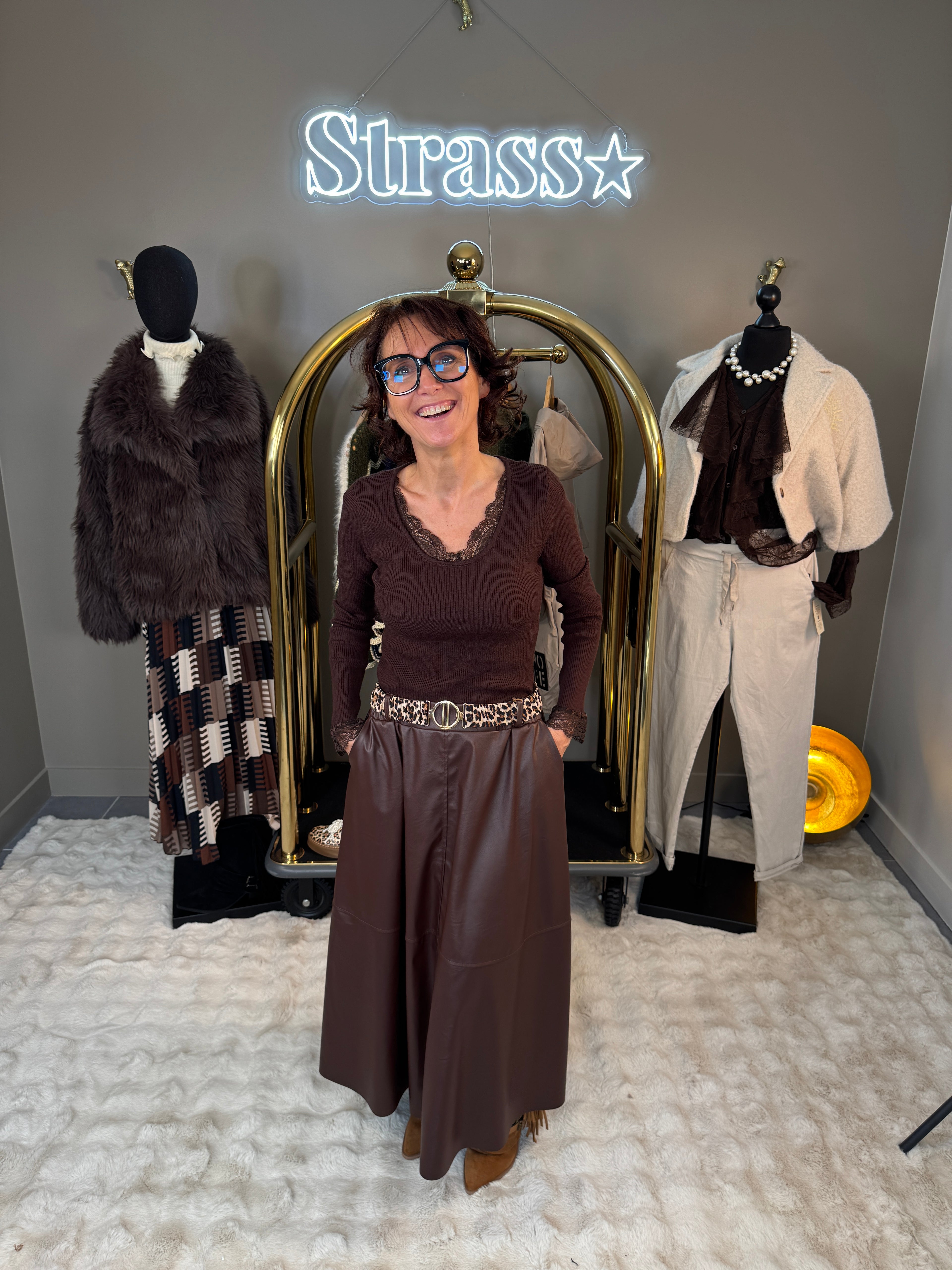 Jupe Simili Cuir Choco