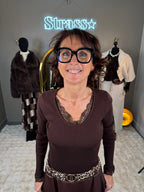 Pull Chaussette Dentelle Choco