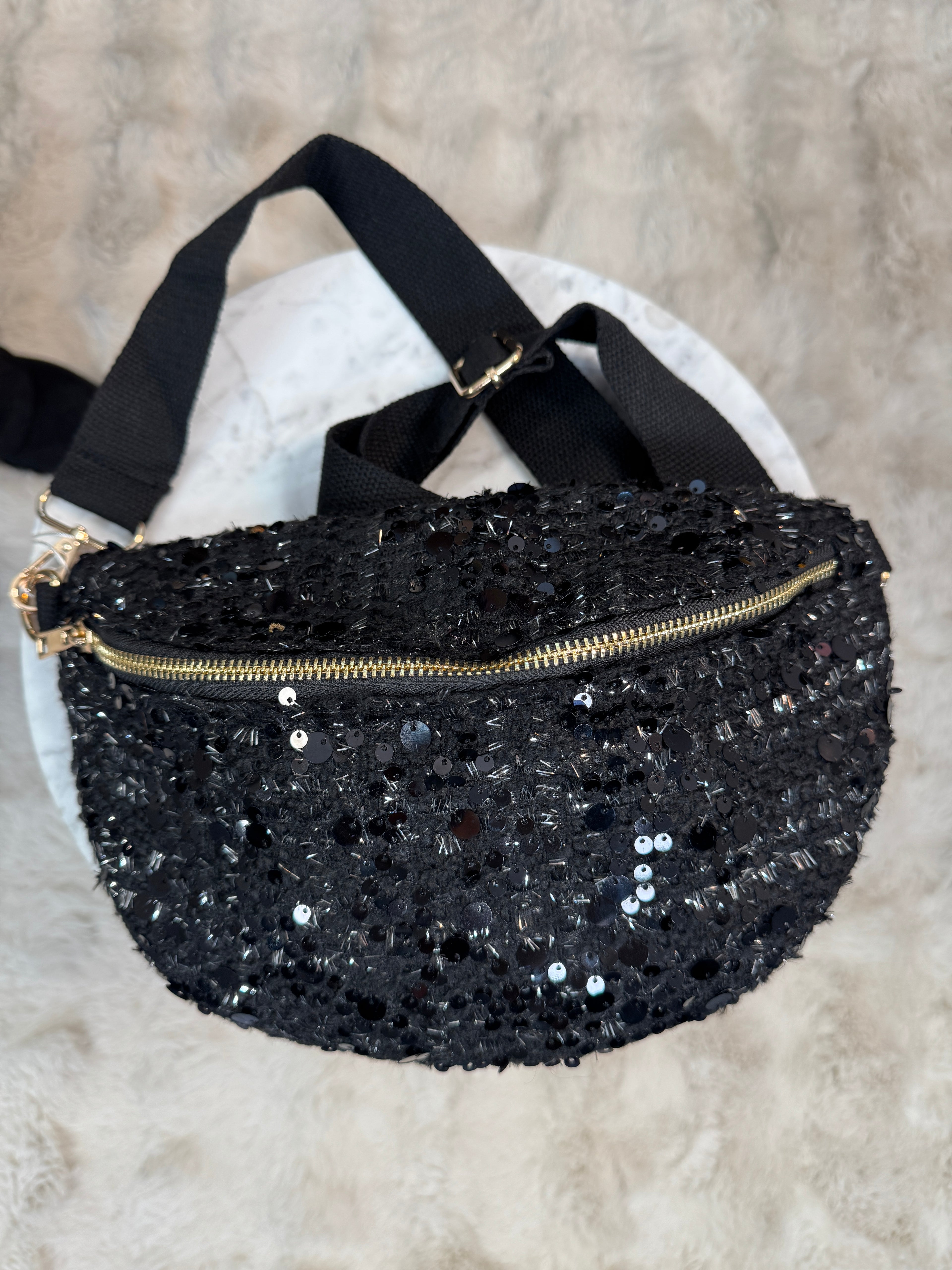 Banane Tweed et Paillettes Noir