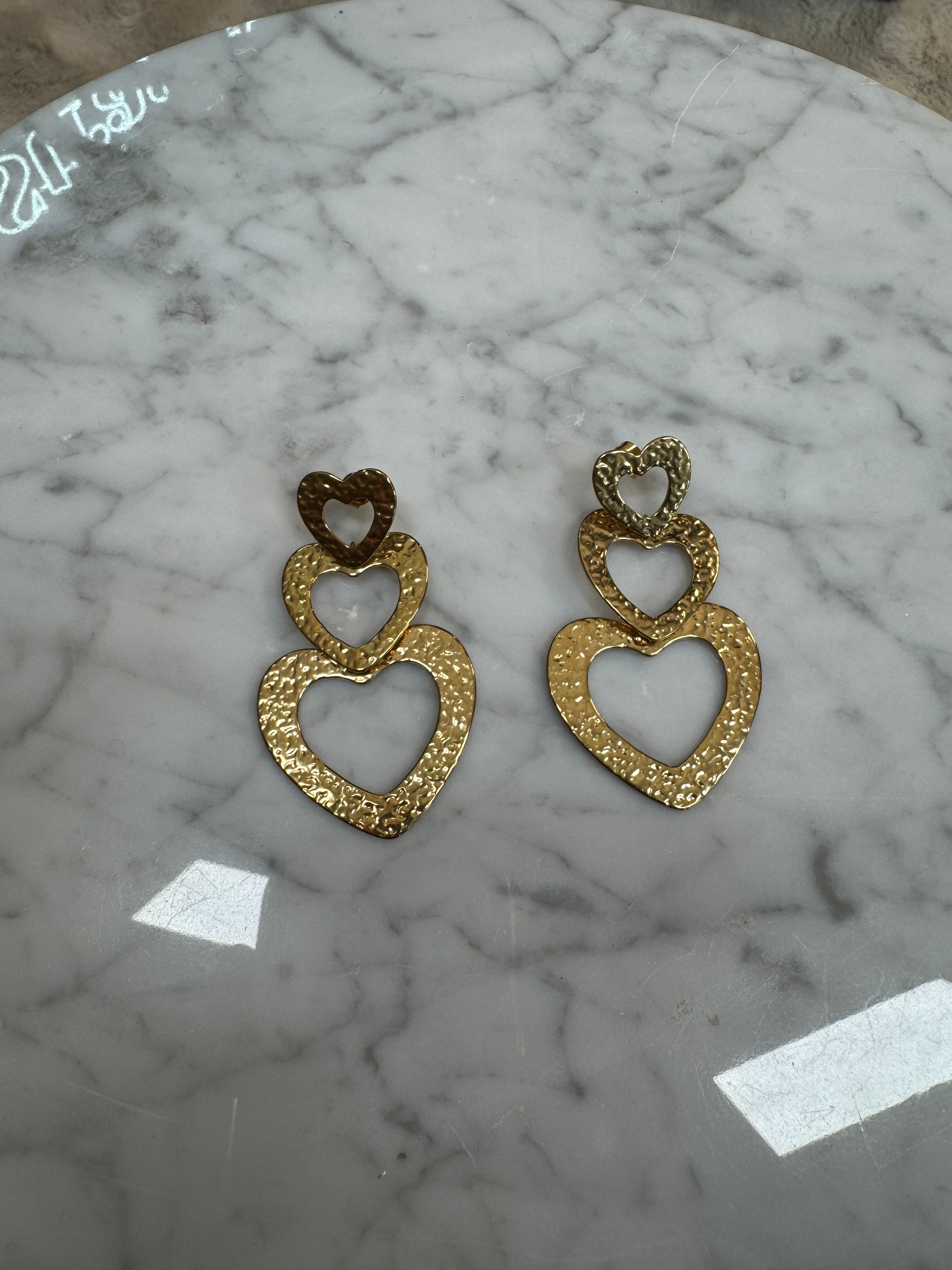 Boucles d'oreilles Coeur Coeur Coeur Doré
