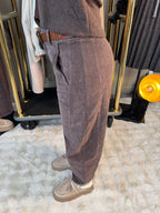 (PRÉ COMMANDE) Pantalon Bulle Velours Choco