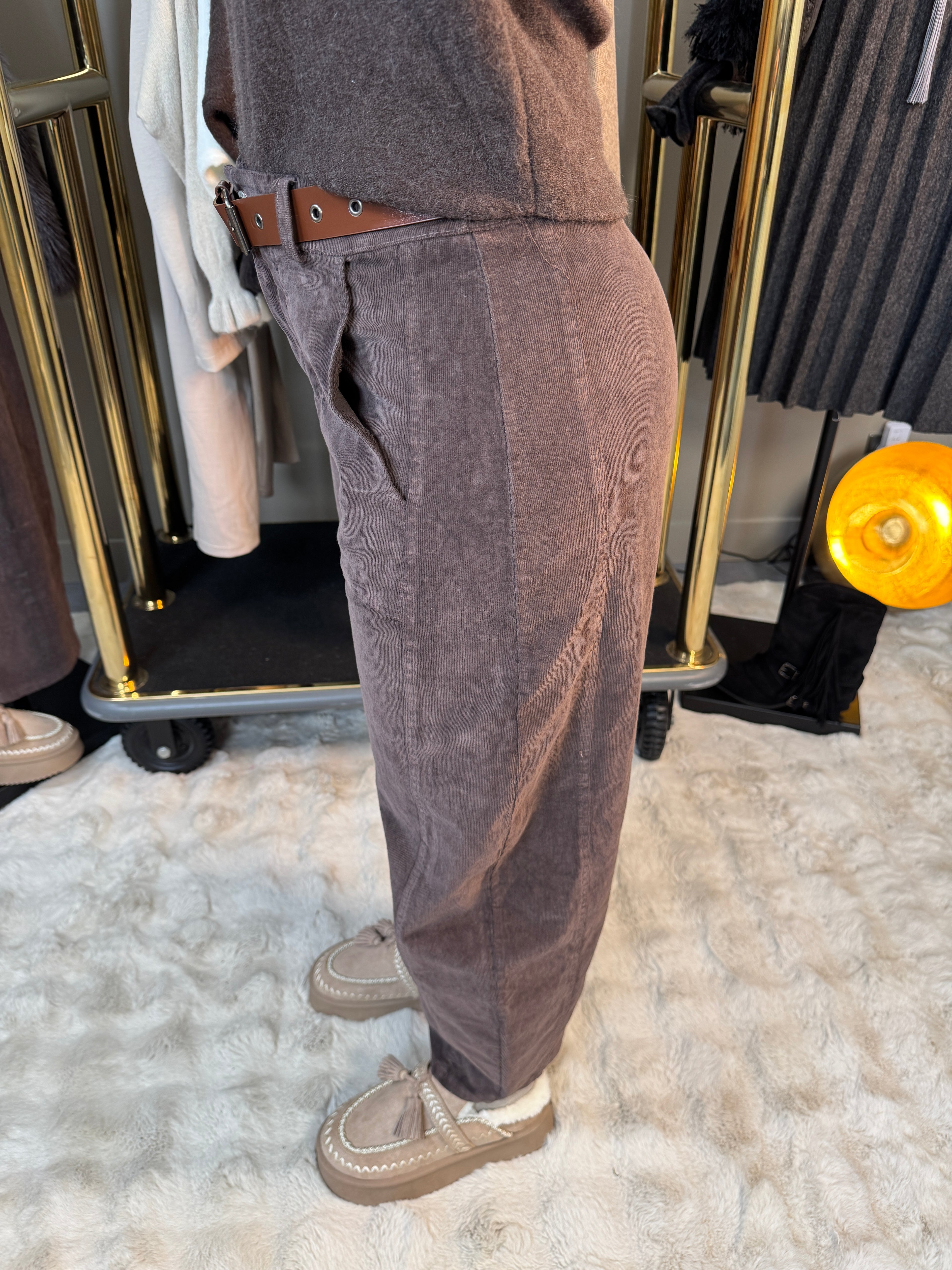 (PRÉ COMMANDE) Pantalon Bulle Velours Choco