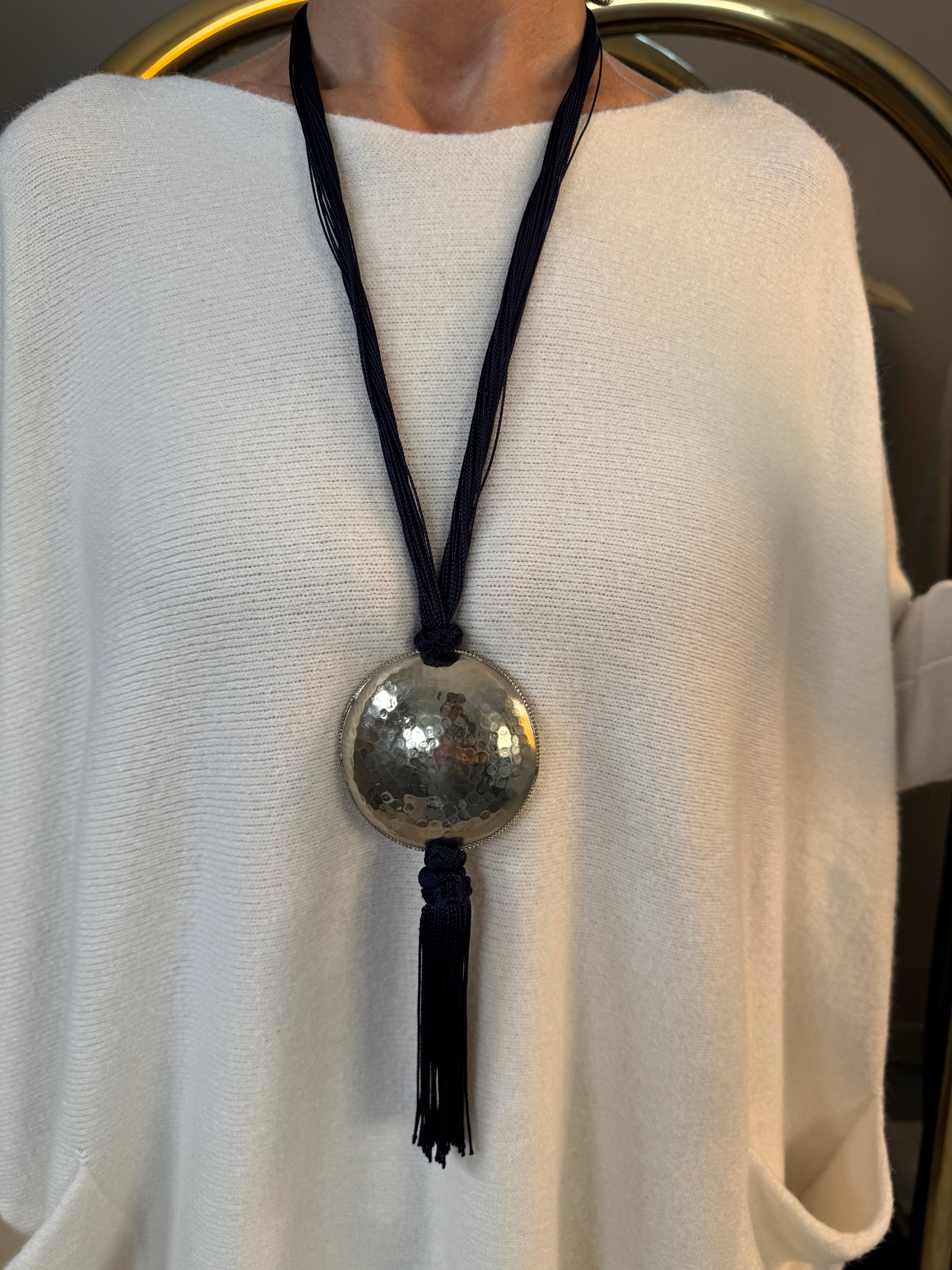 Sautoir Marrakech Médaille Bleu Marine
