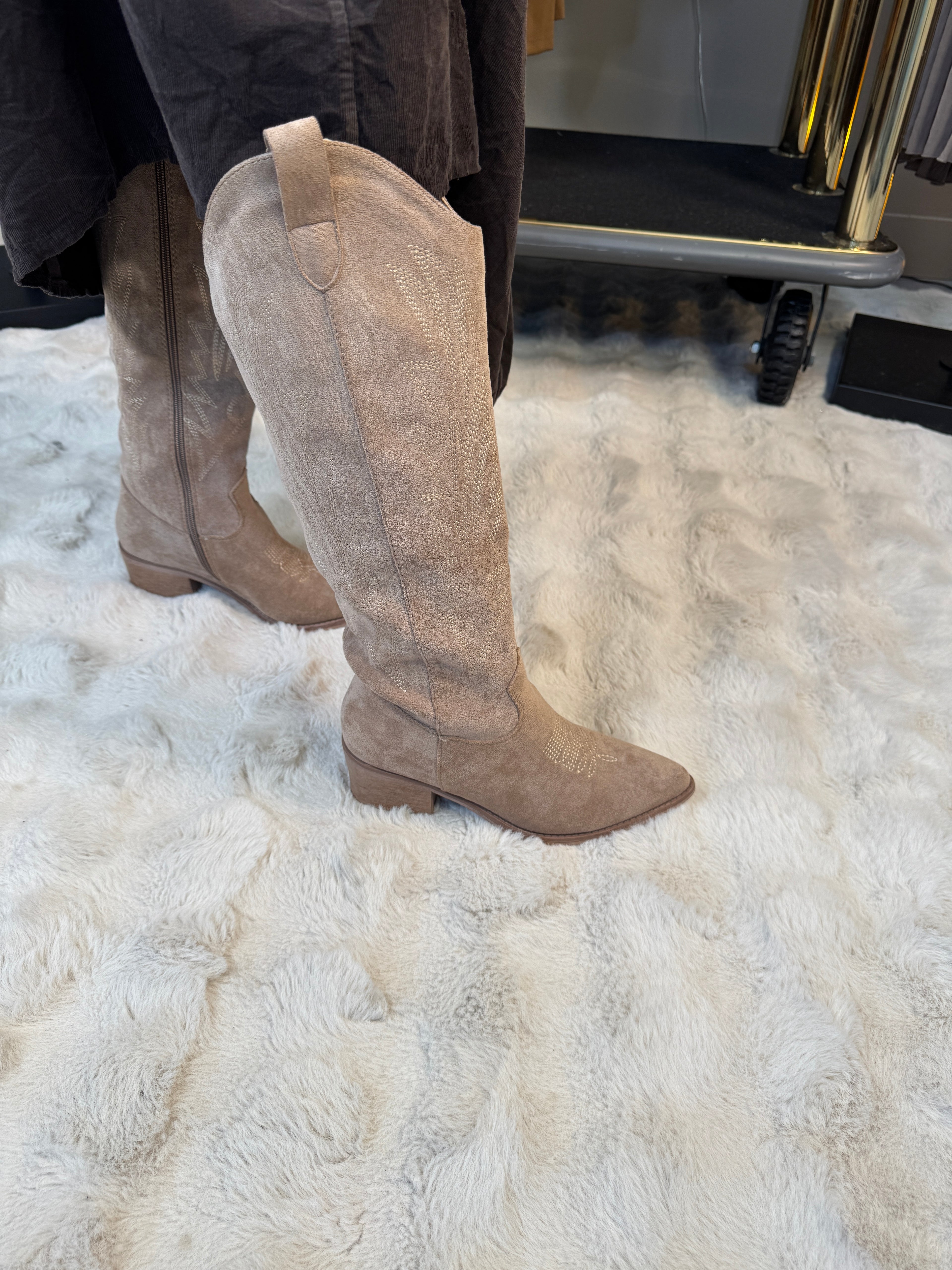 Bottes Hautes Santiag Texas Taupe