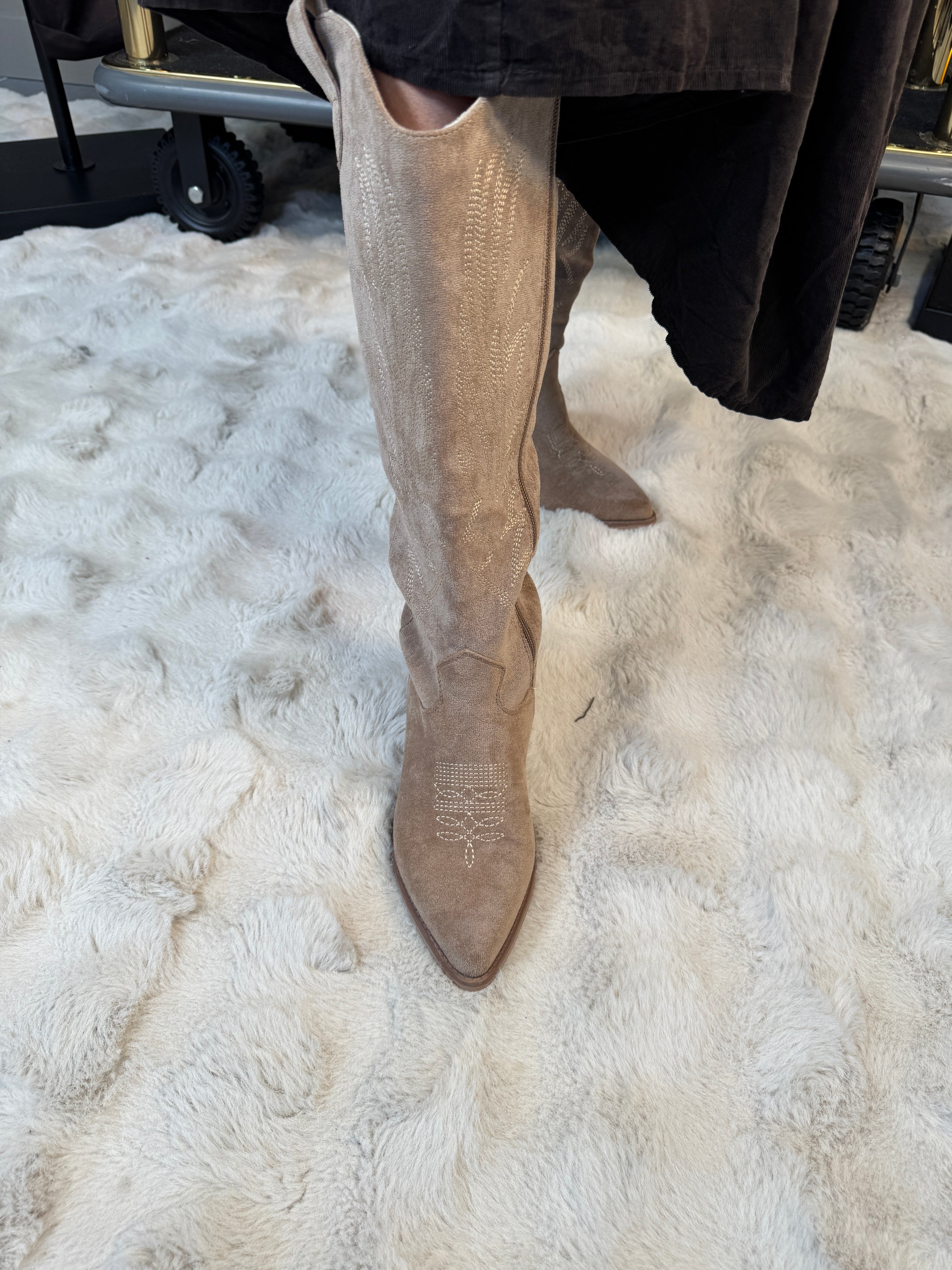 Bottes Hautes Santiag Texas Taupe