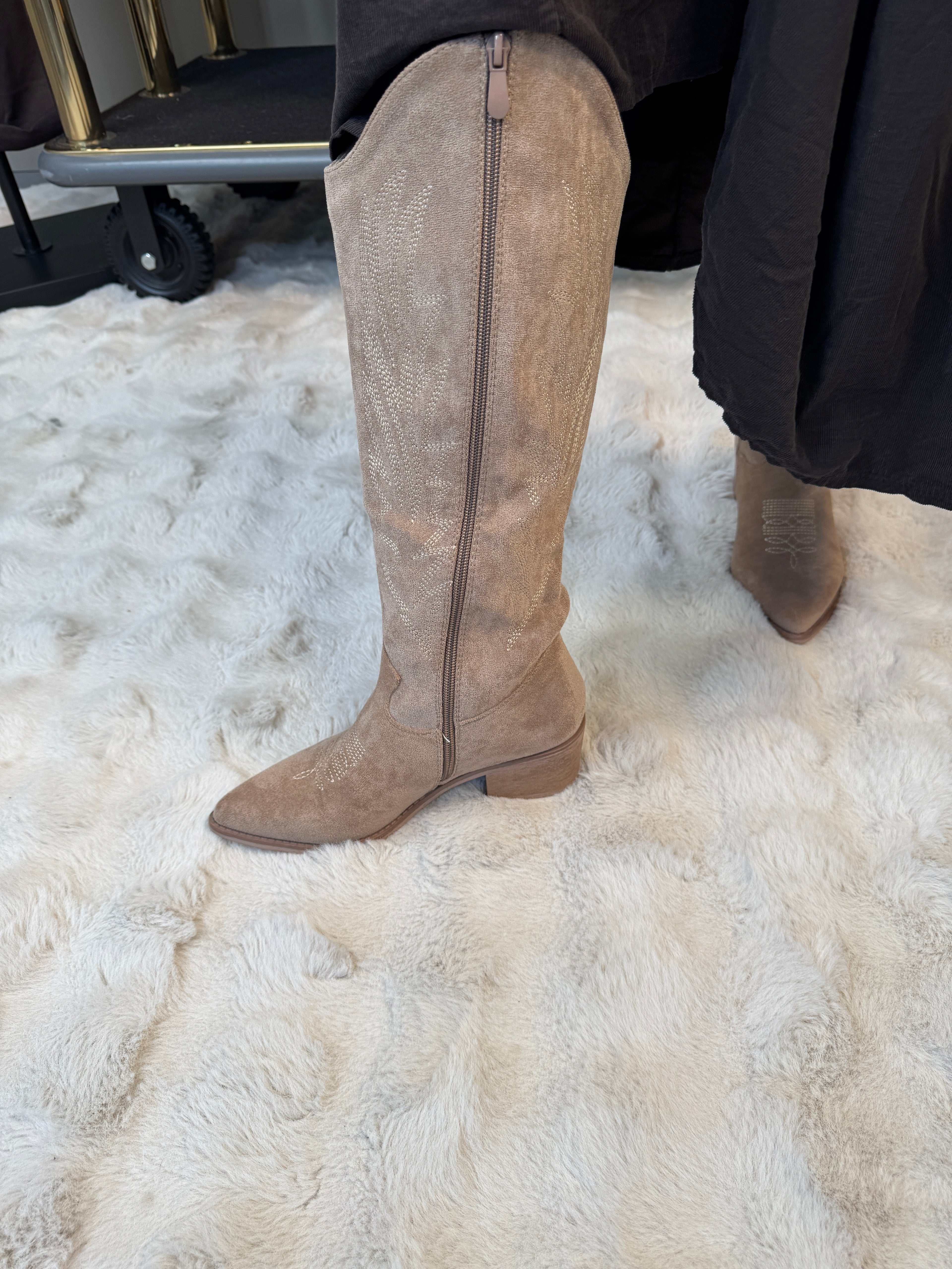 Bottes Hautes Santiag Texas Taupe