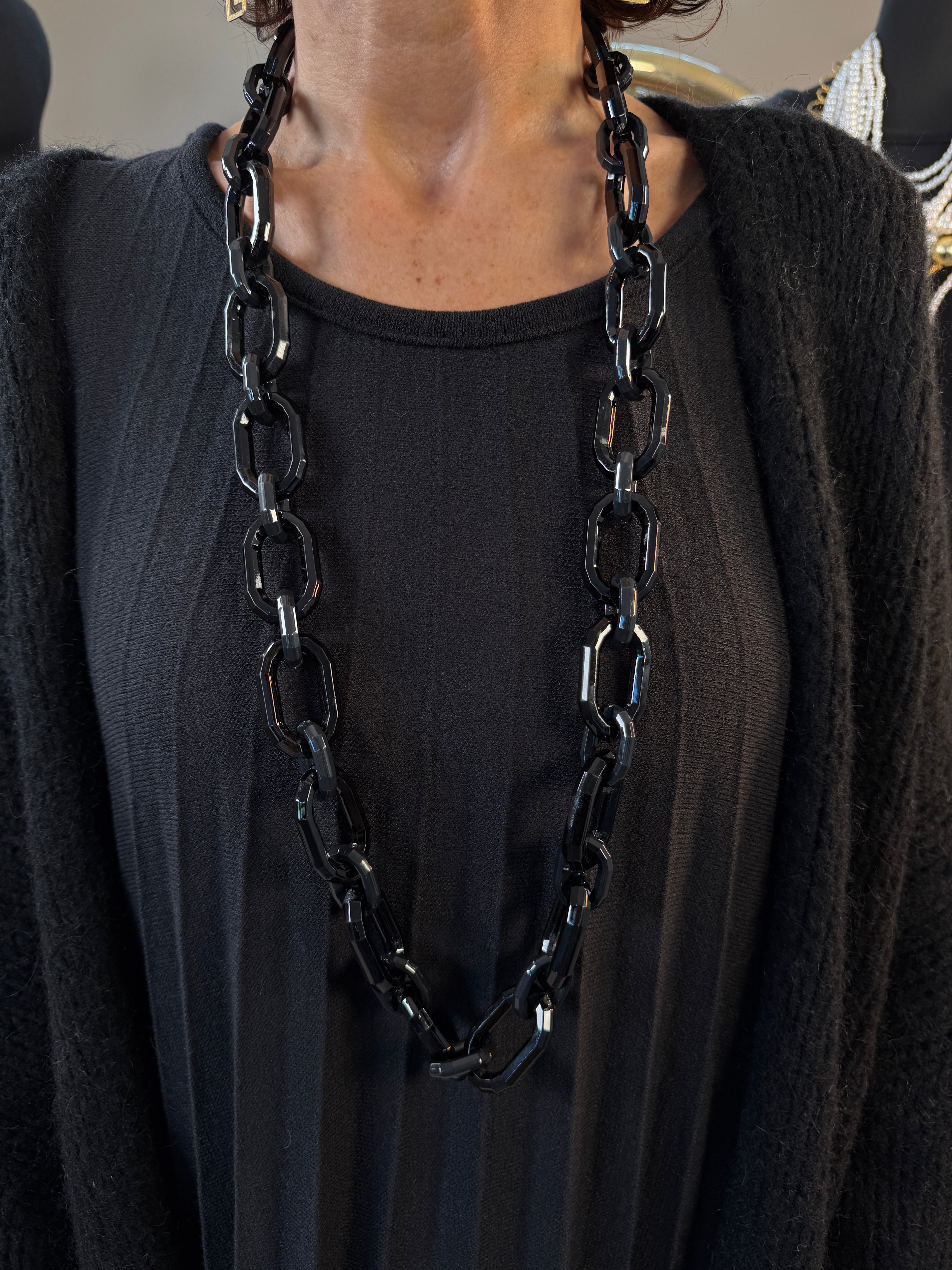 Sautoir Forçat Résine Noir