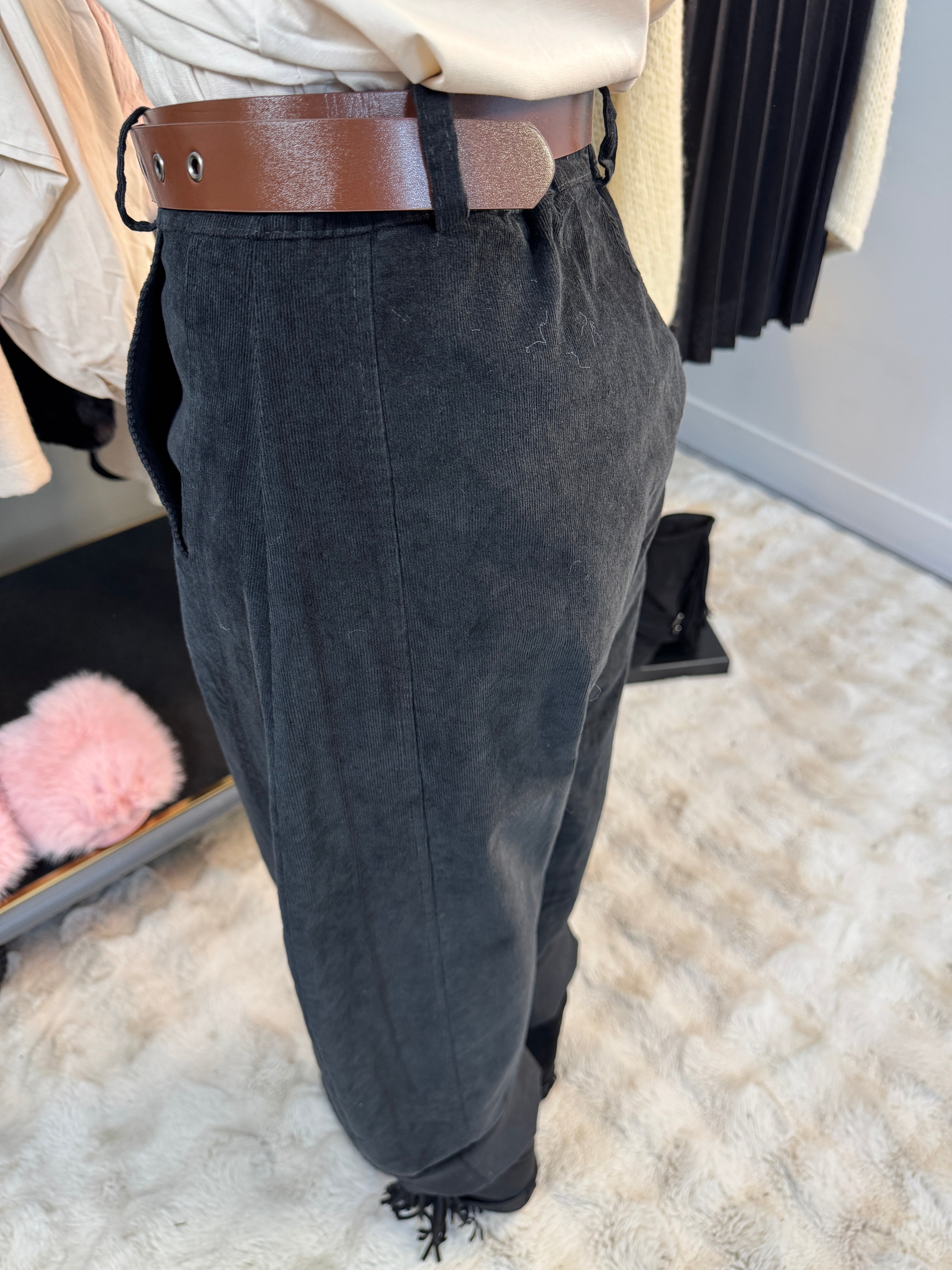 Pantalon Bulle Velours Noir