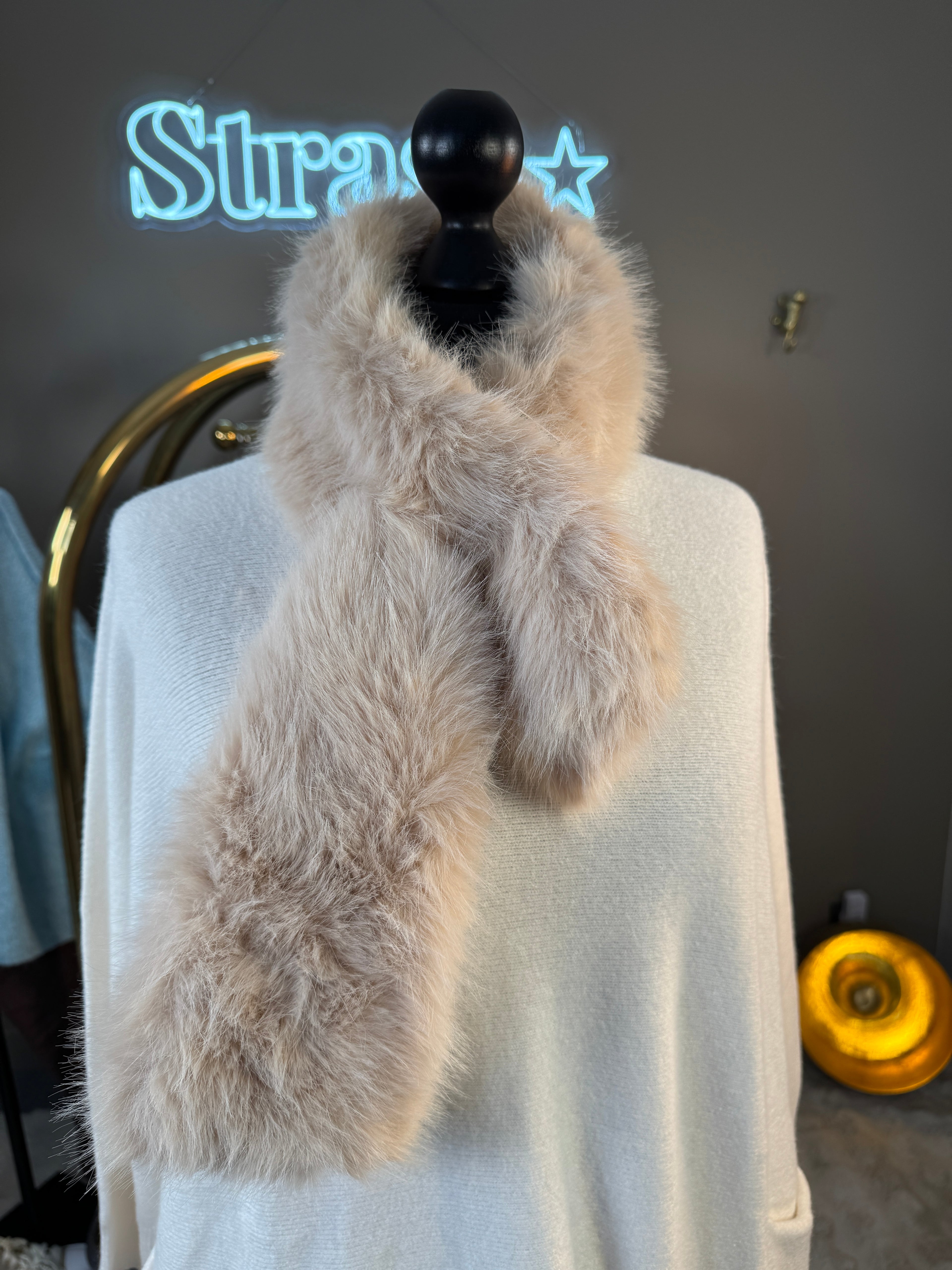 Écharpe Fausse Fourrure Beige