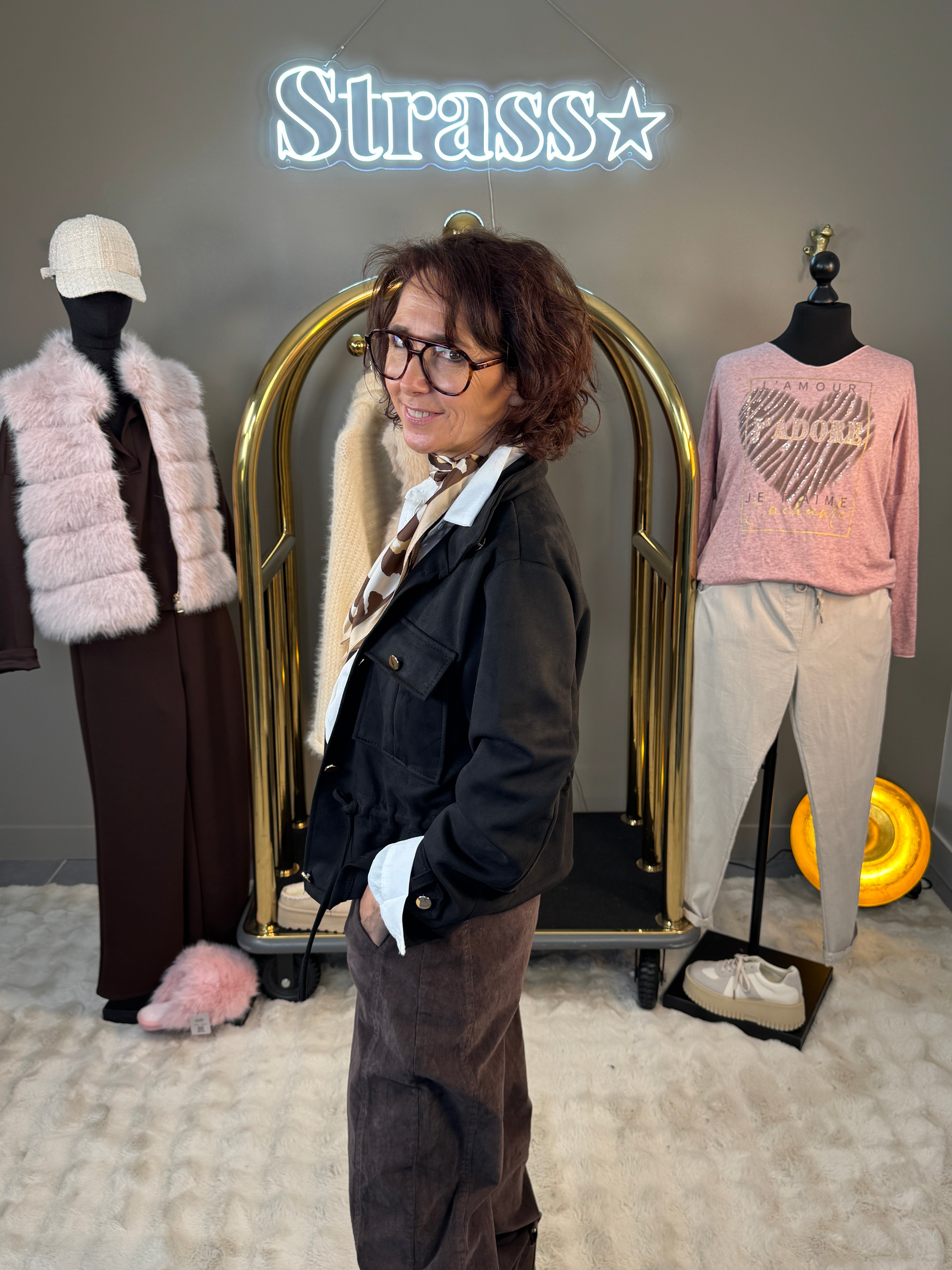 Veste Suédine Noir