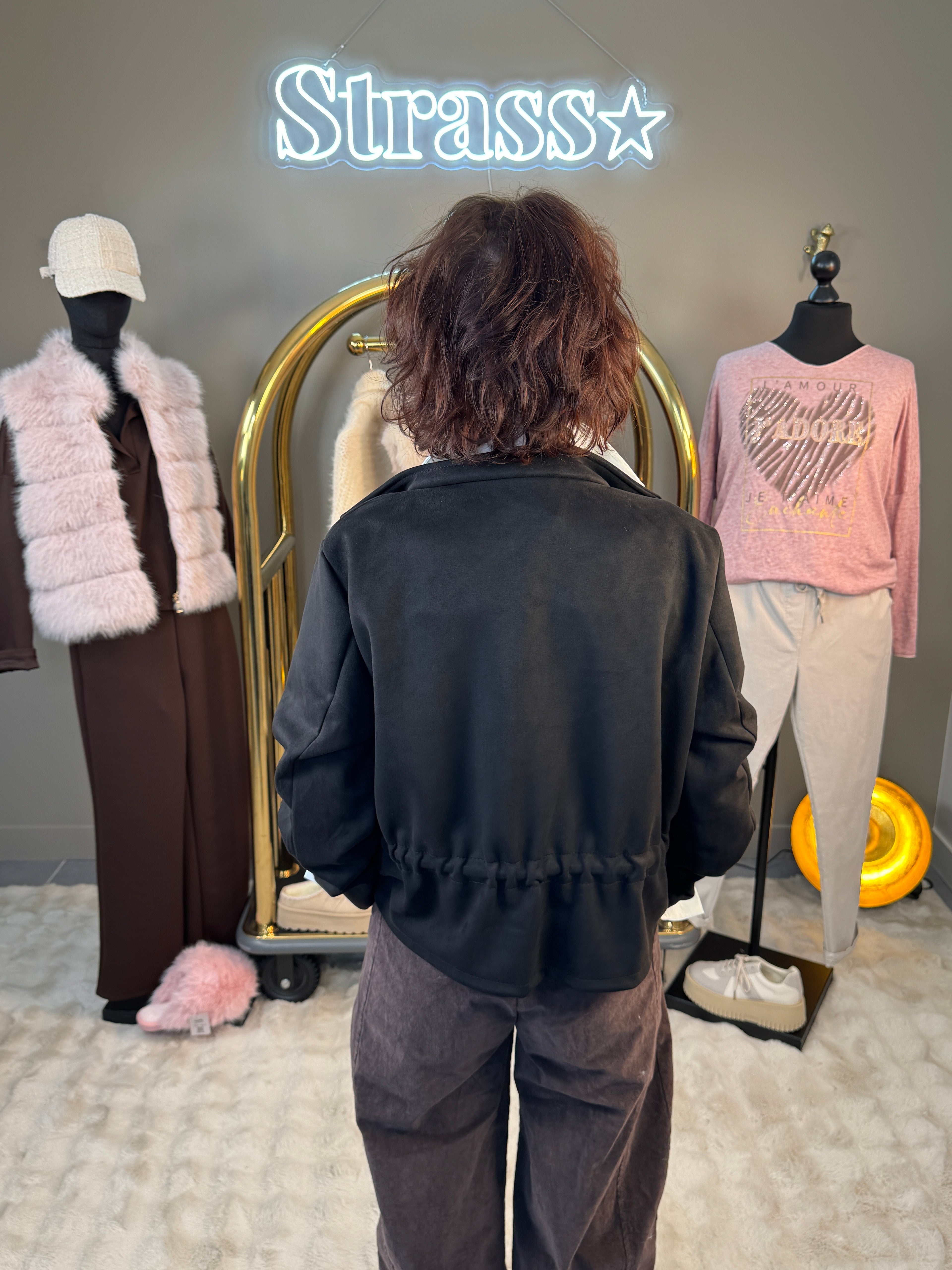 Veste Suédine Noir