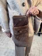 Pochette téléphone Fausse Fourrure Choco