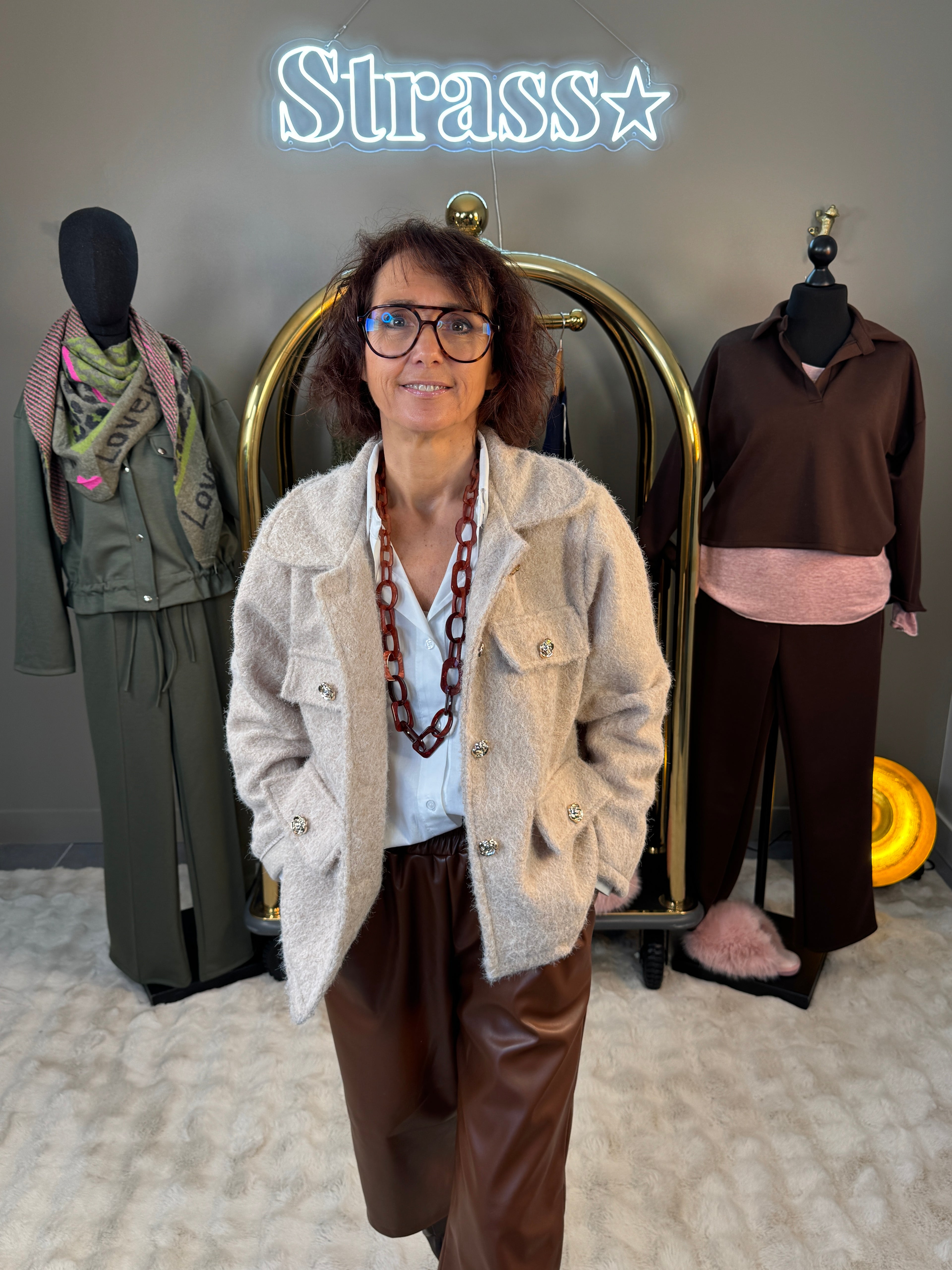 Veste Chacha Laine Rase Beige