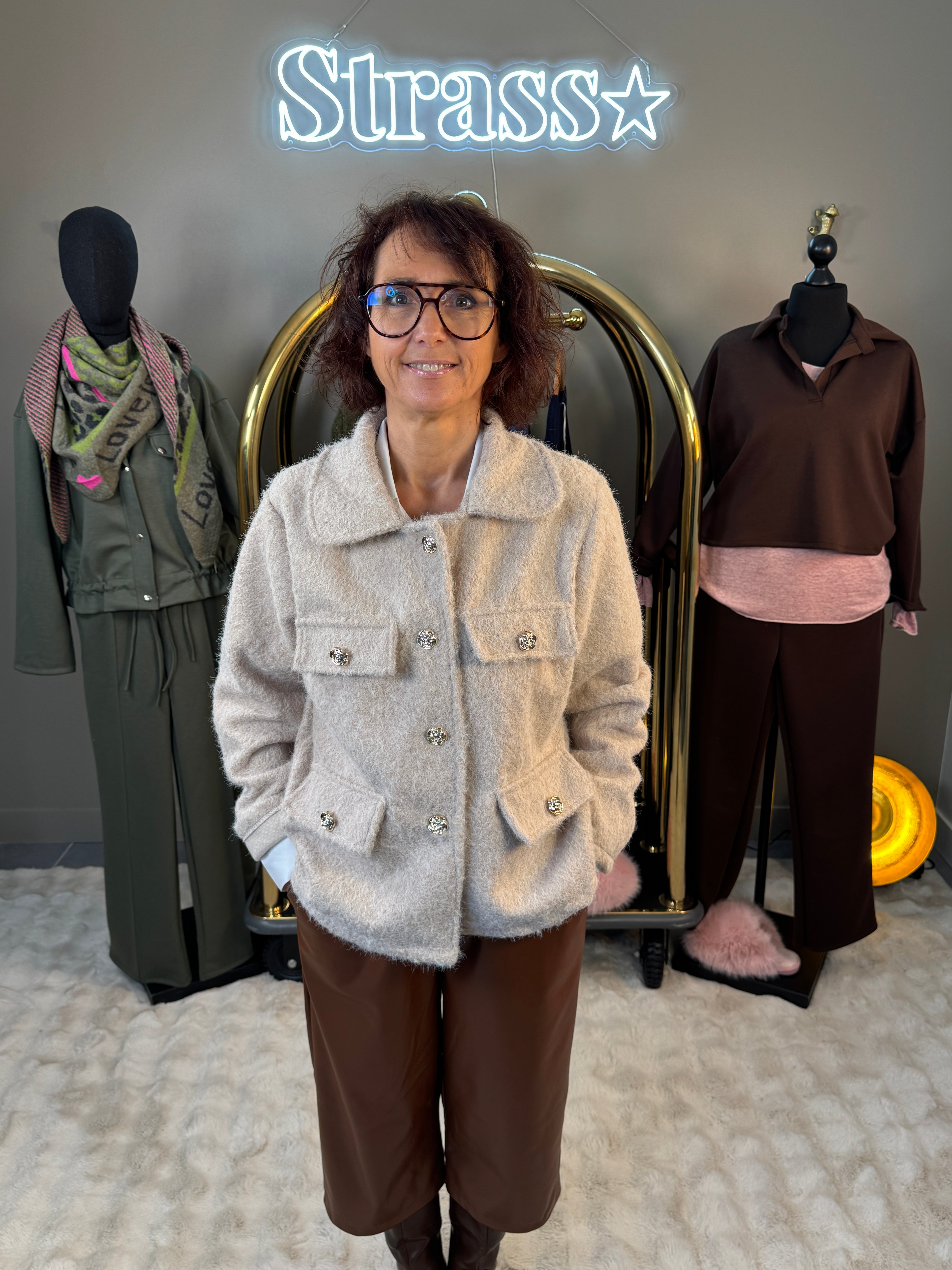 Veste Chacha Laine Rase Beige