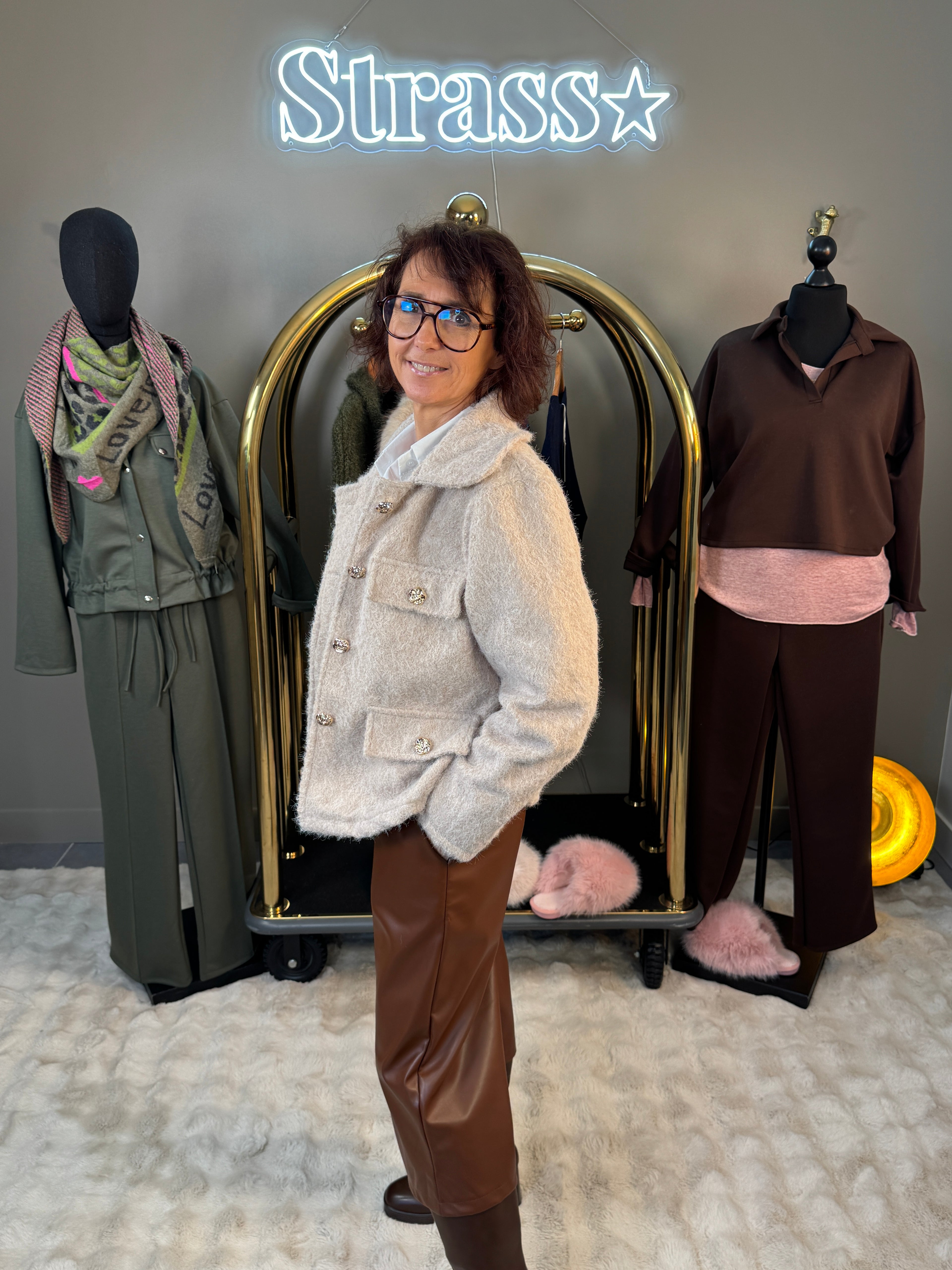 Veste Chacha Laine Rase Beige