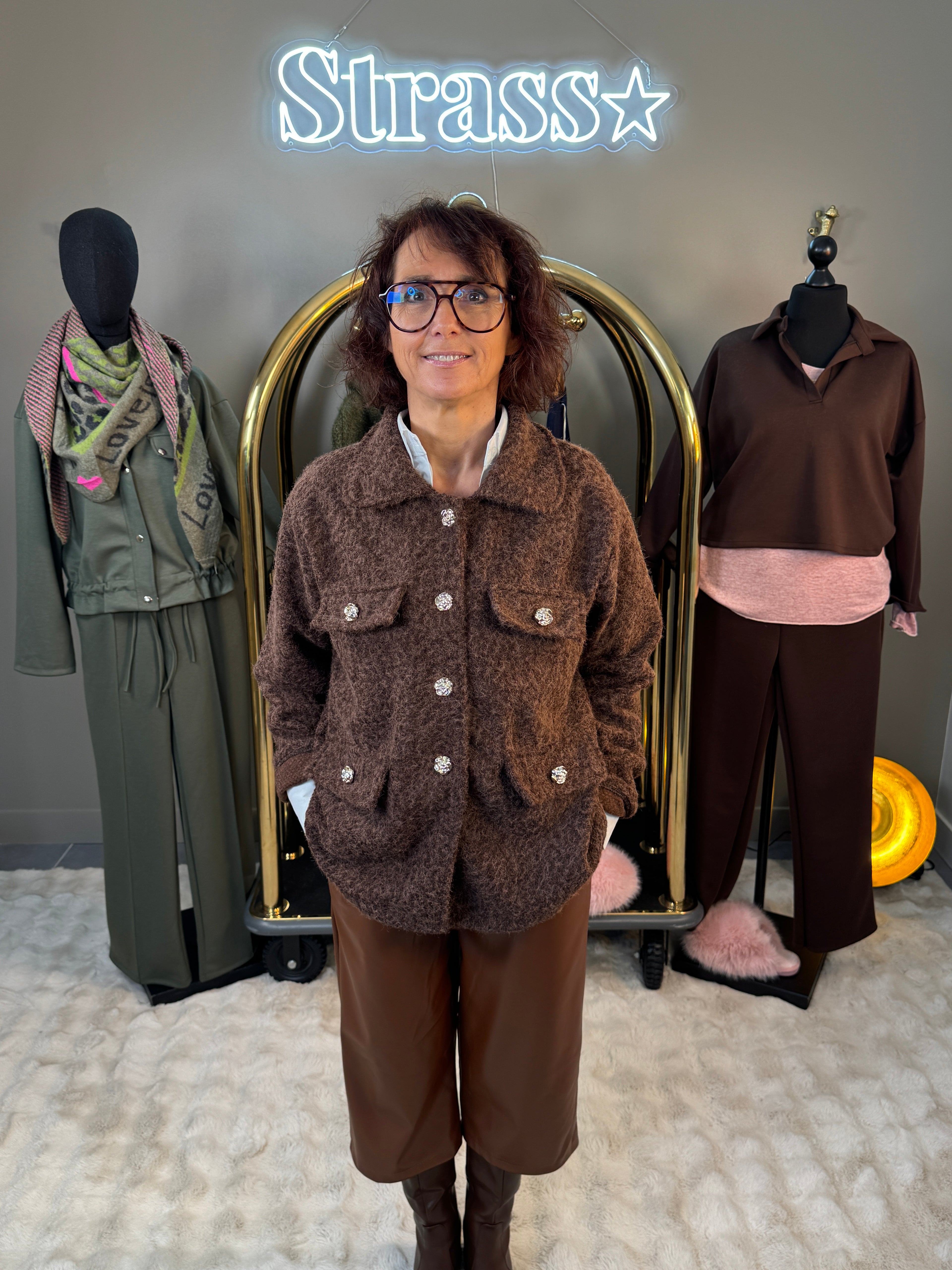 Veste Chacha Laine Rase Choco