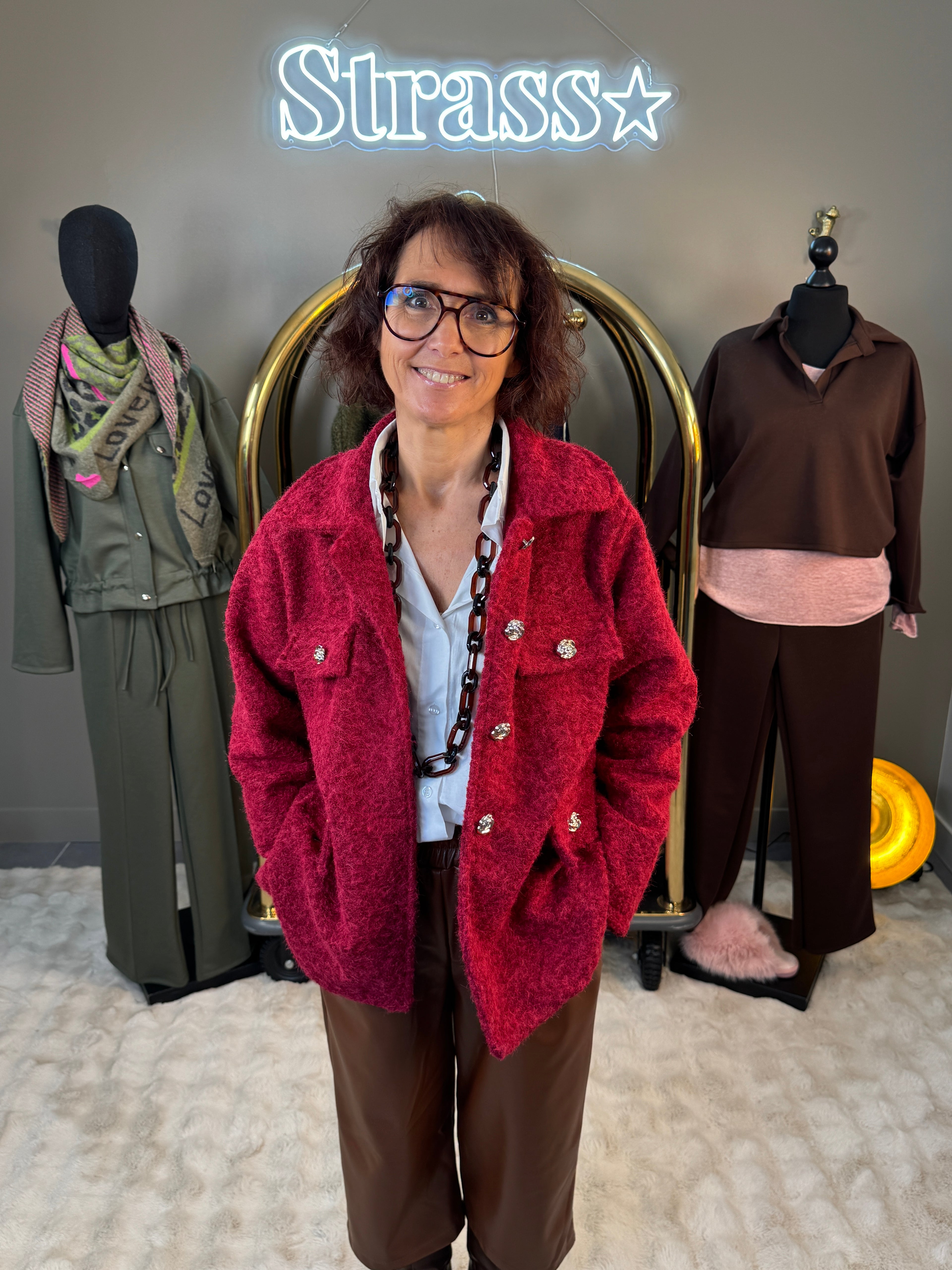 Veste Chacha Laine Rase Bordeaux