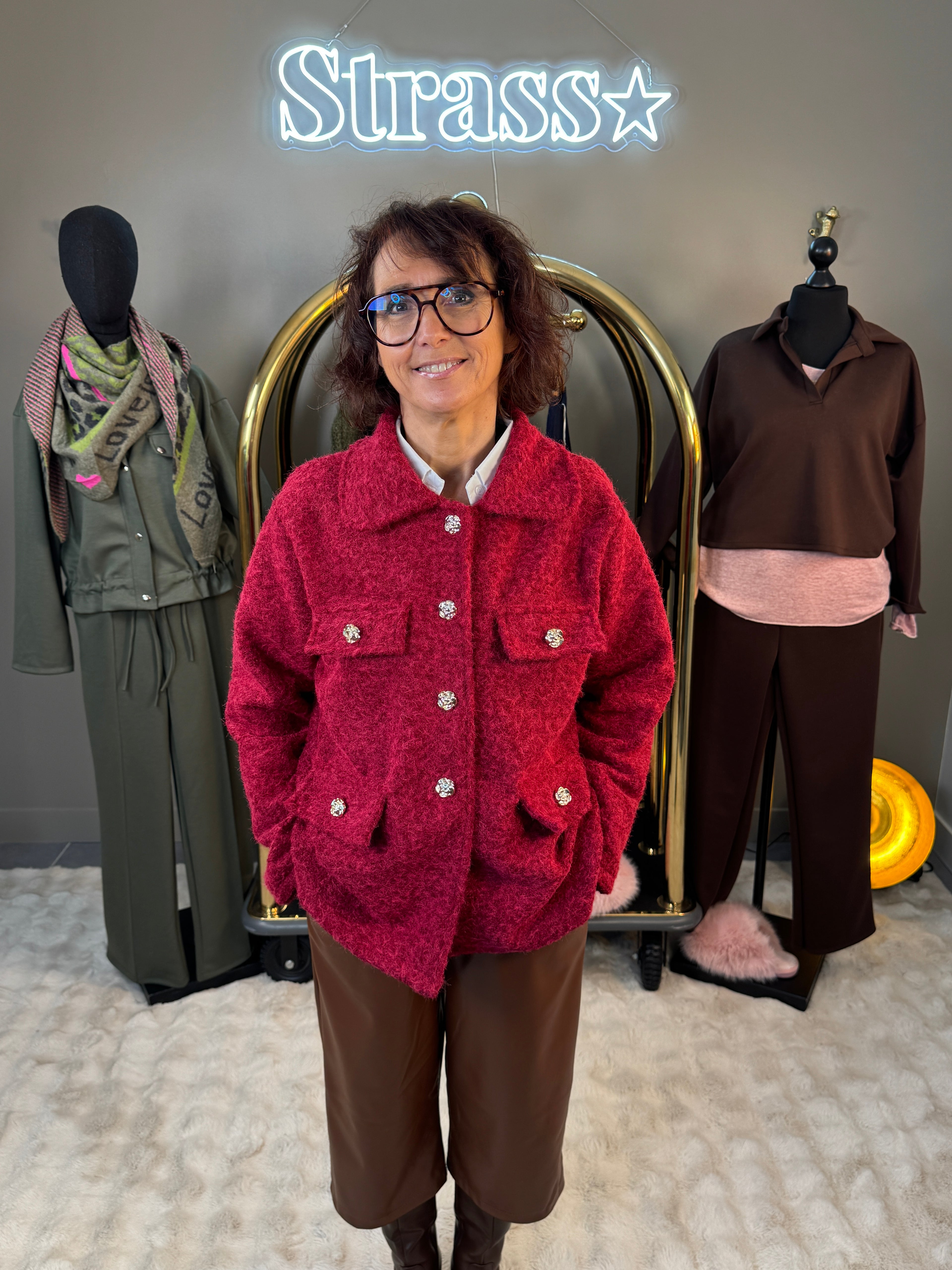 Veste Chacha Laine Rase Bordeaux