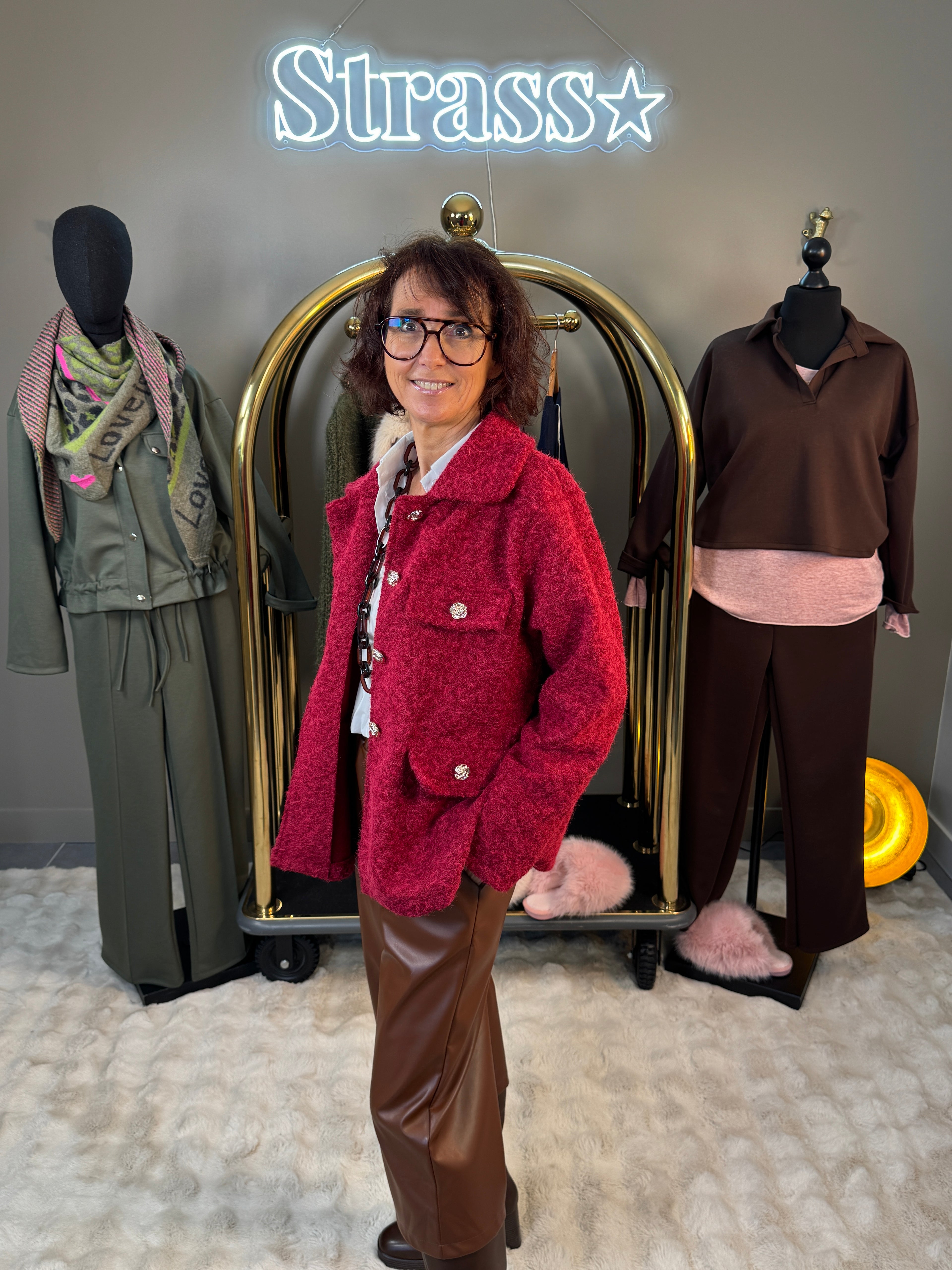 Veste Chacha Laine Rase Bordeaux