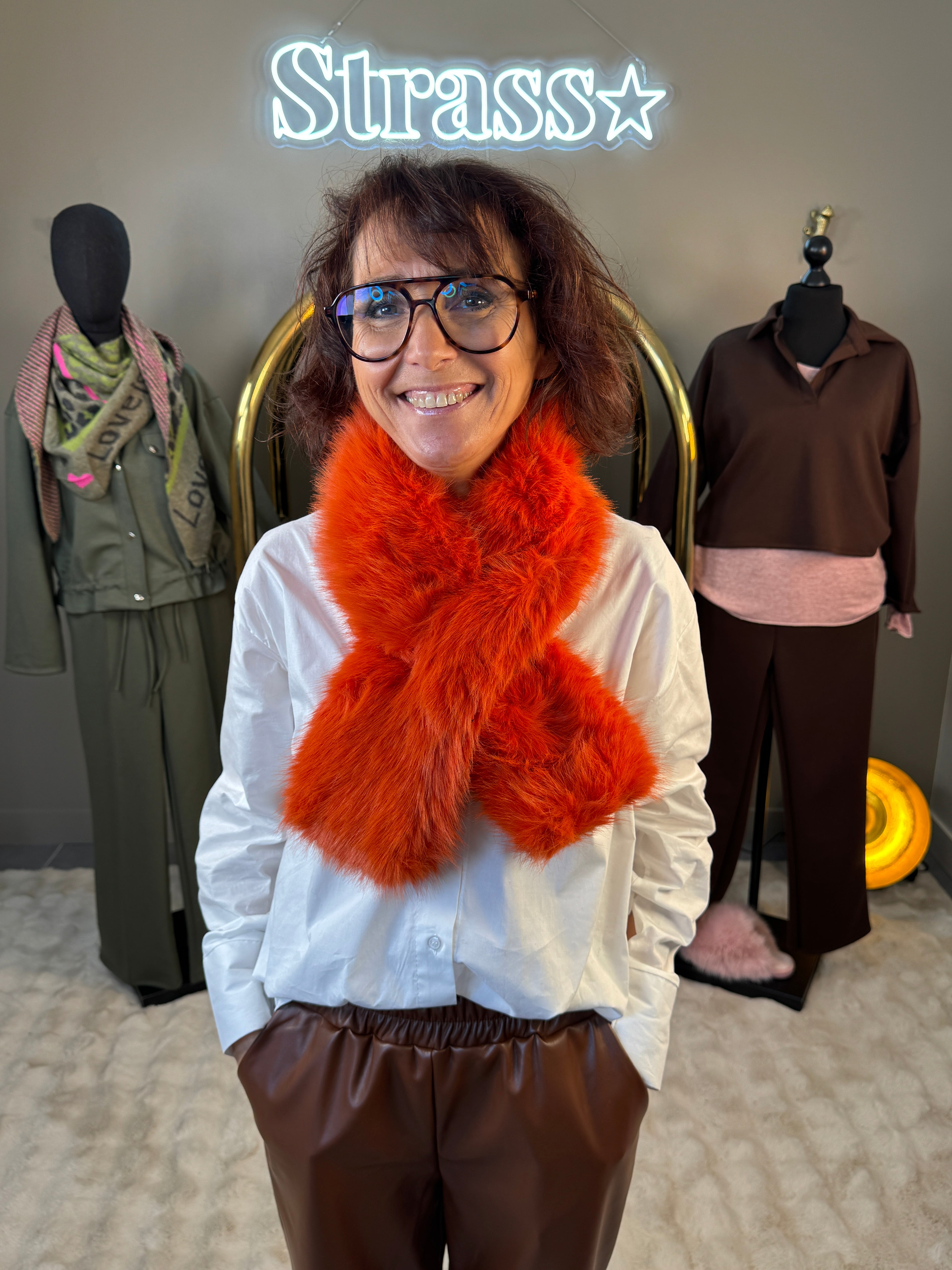 Écharpe Fausse Fourrure Orange