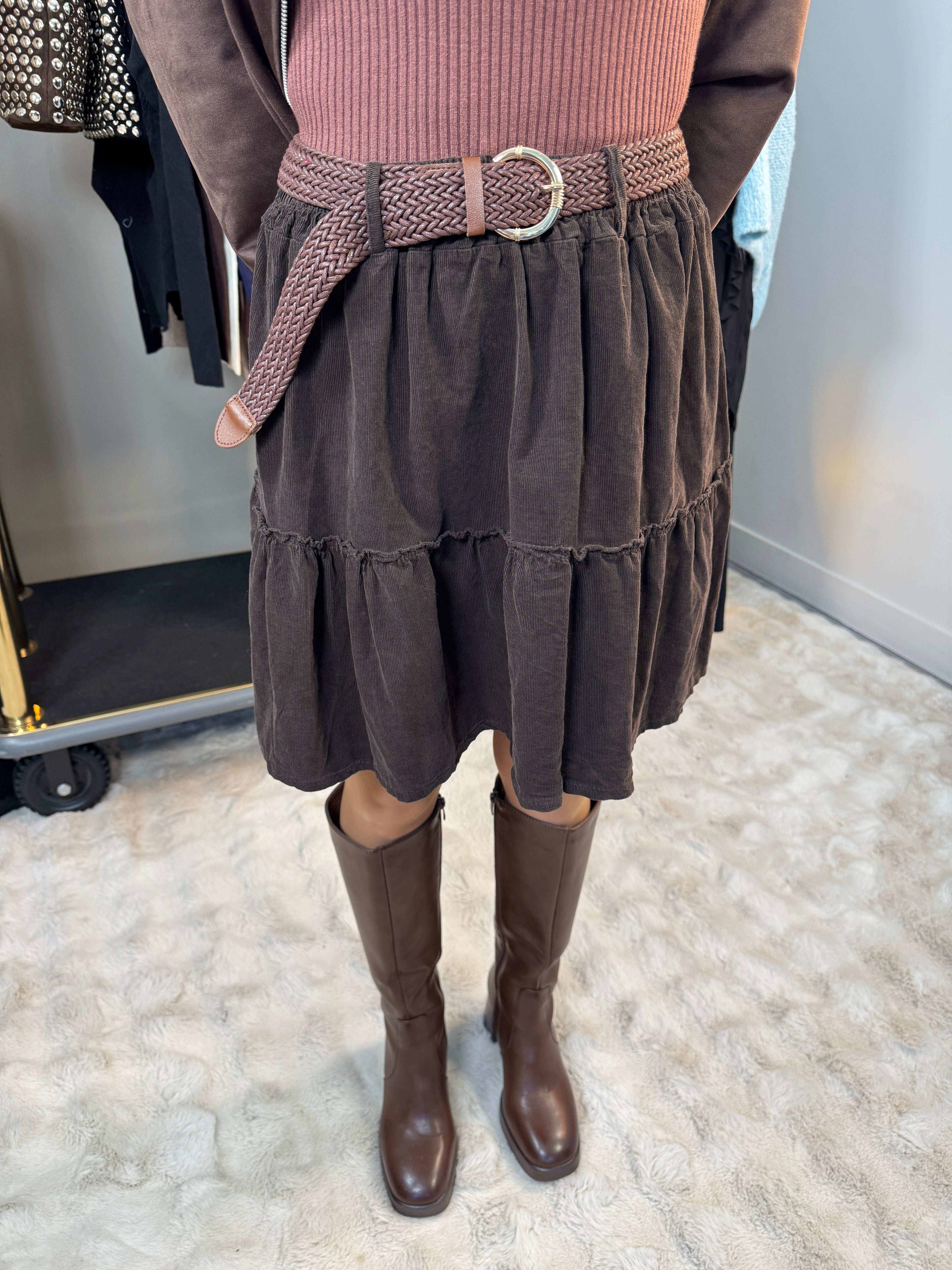 Jupe Courte Velours Choco