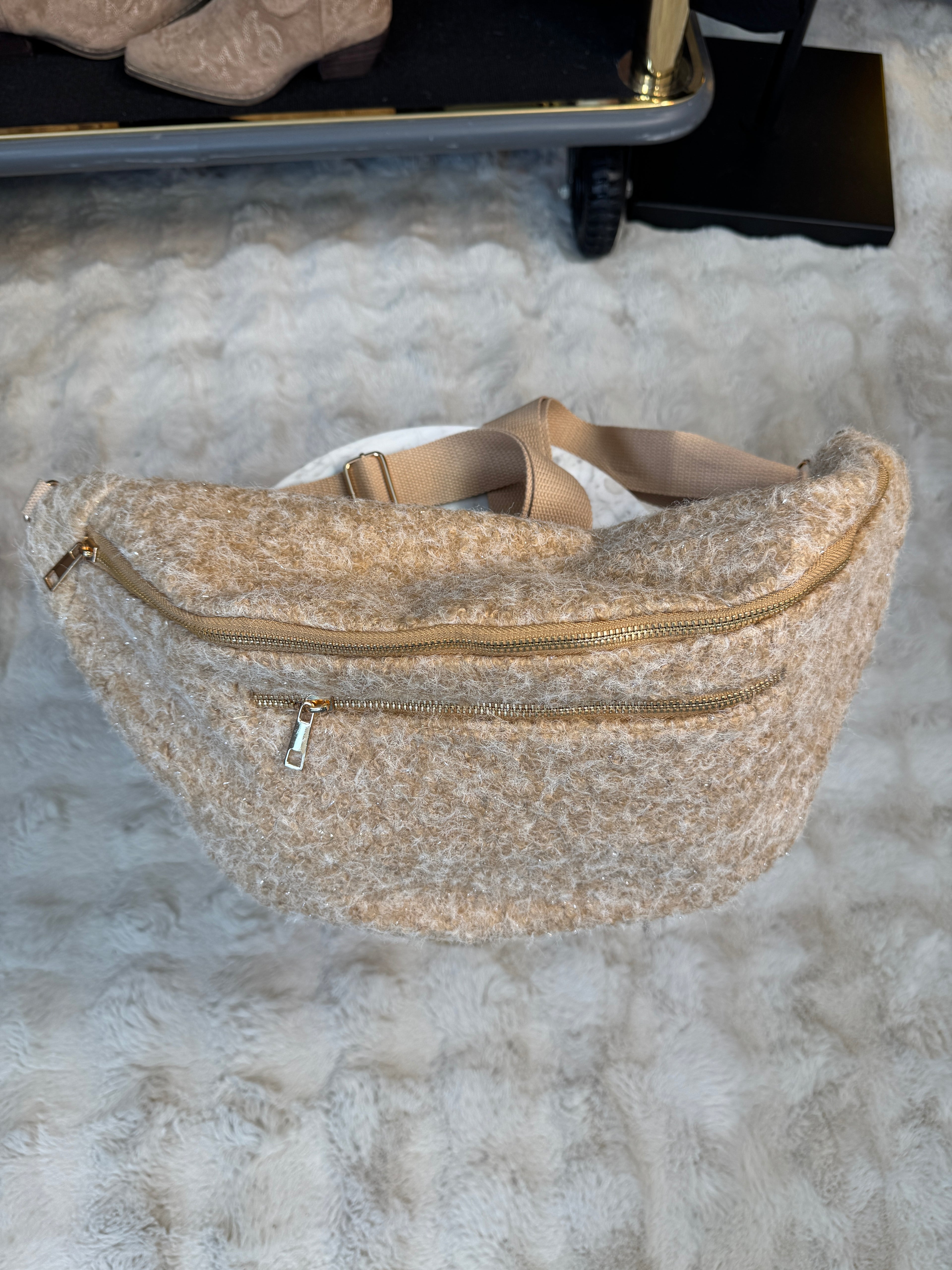 Maxi Banane Laine Rase Camel Clair