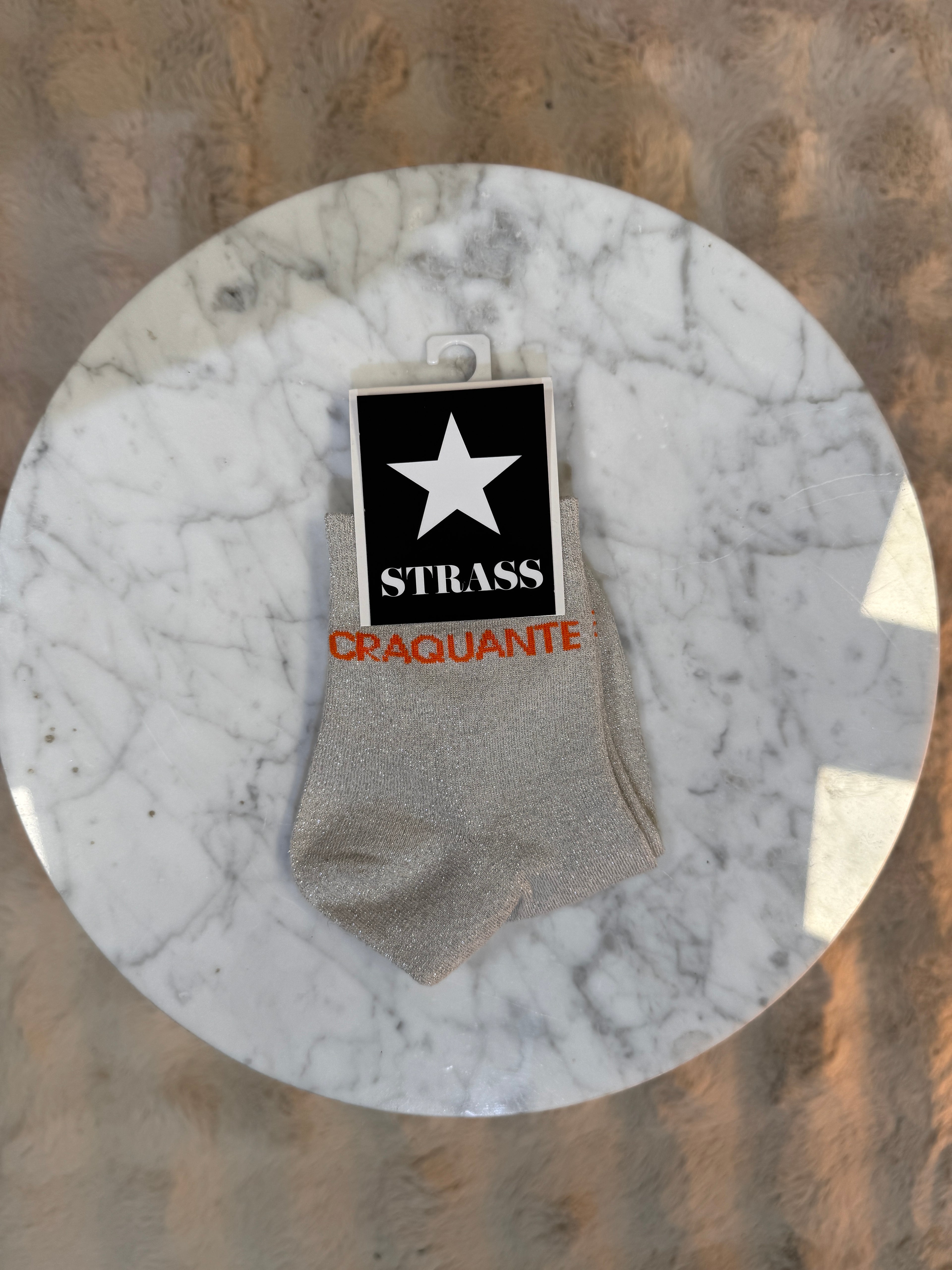 Chaussettes Craquante Argent écriture Orange