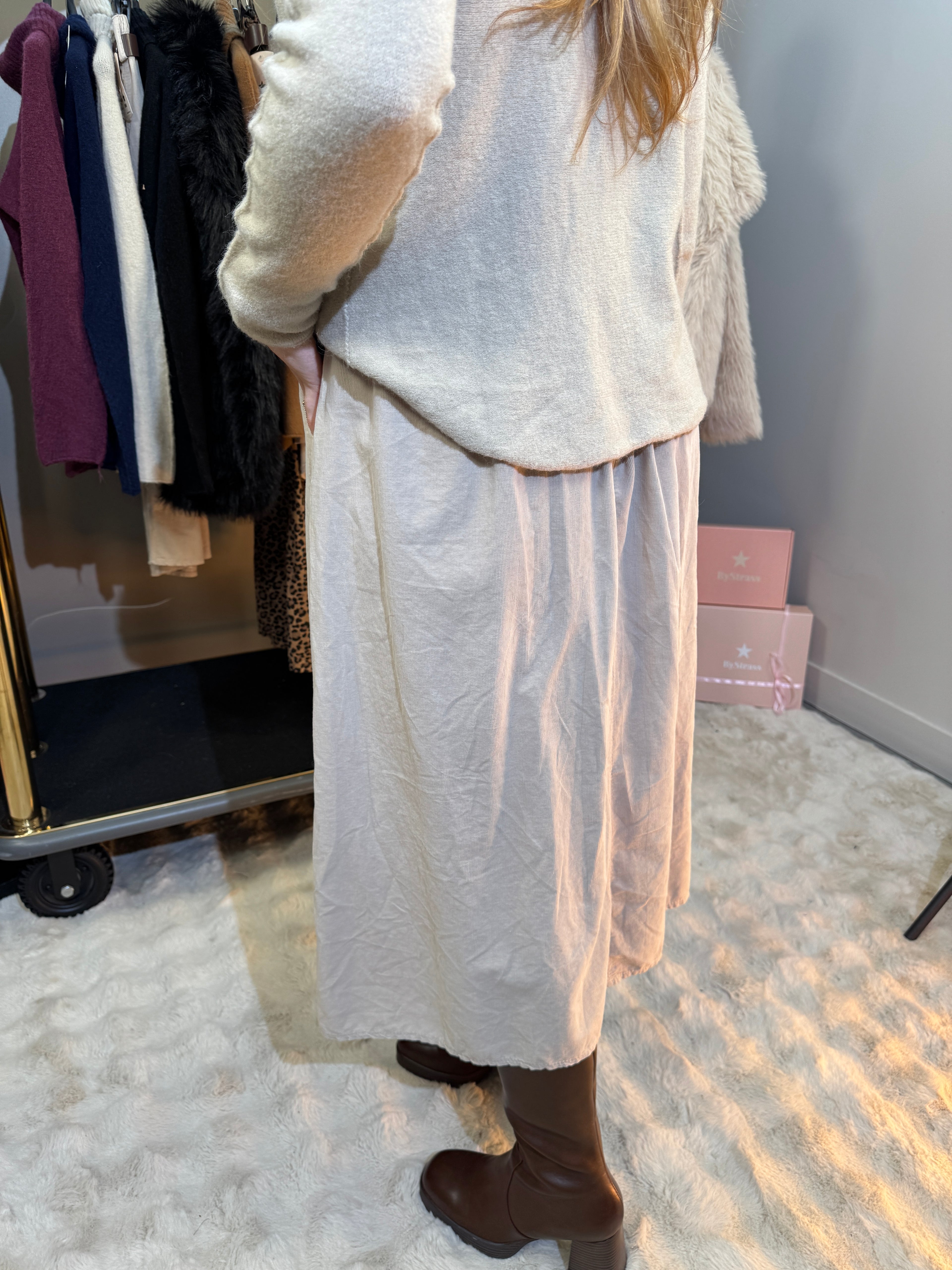 Jupe Velours Beige
