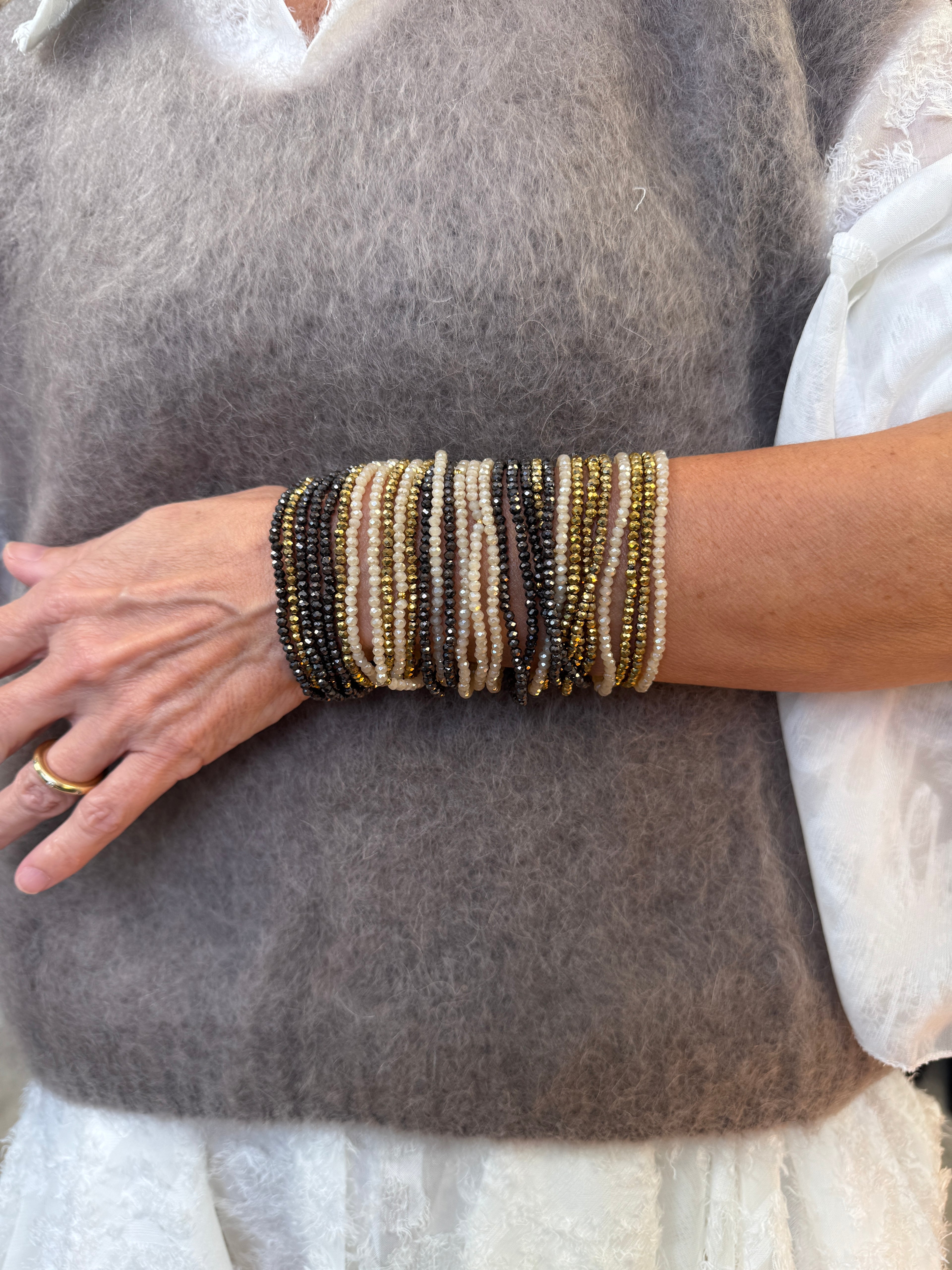 Lot de 10 Bracelets Elastiques Cristal Couleurs Assorties