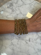 Lot de 10 Bracelets Elastiques Cristal Doré