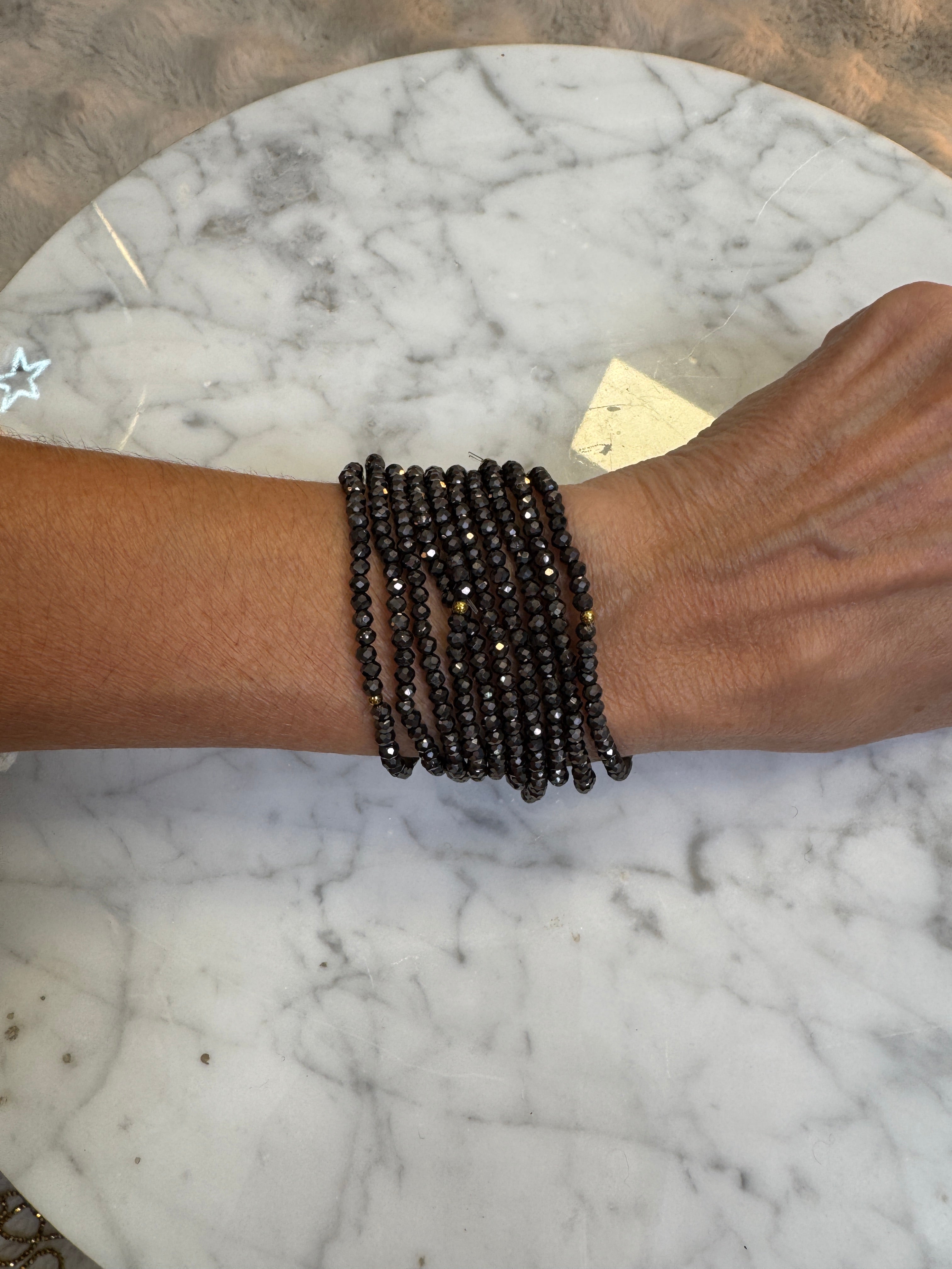 Lot de 10 Bracelets Elastiques Cristal Marron Glacé