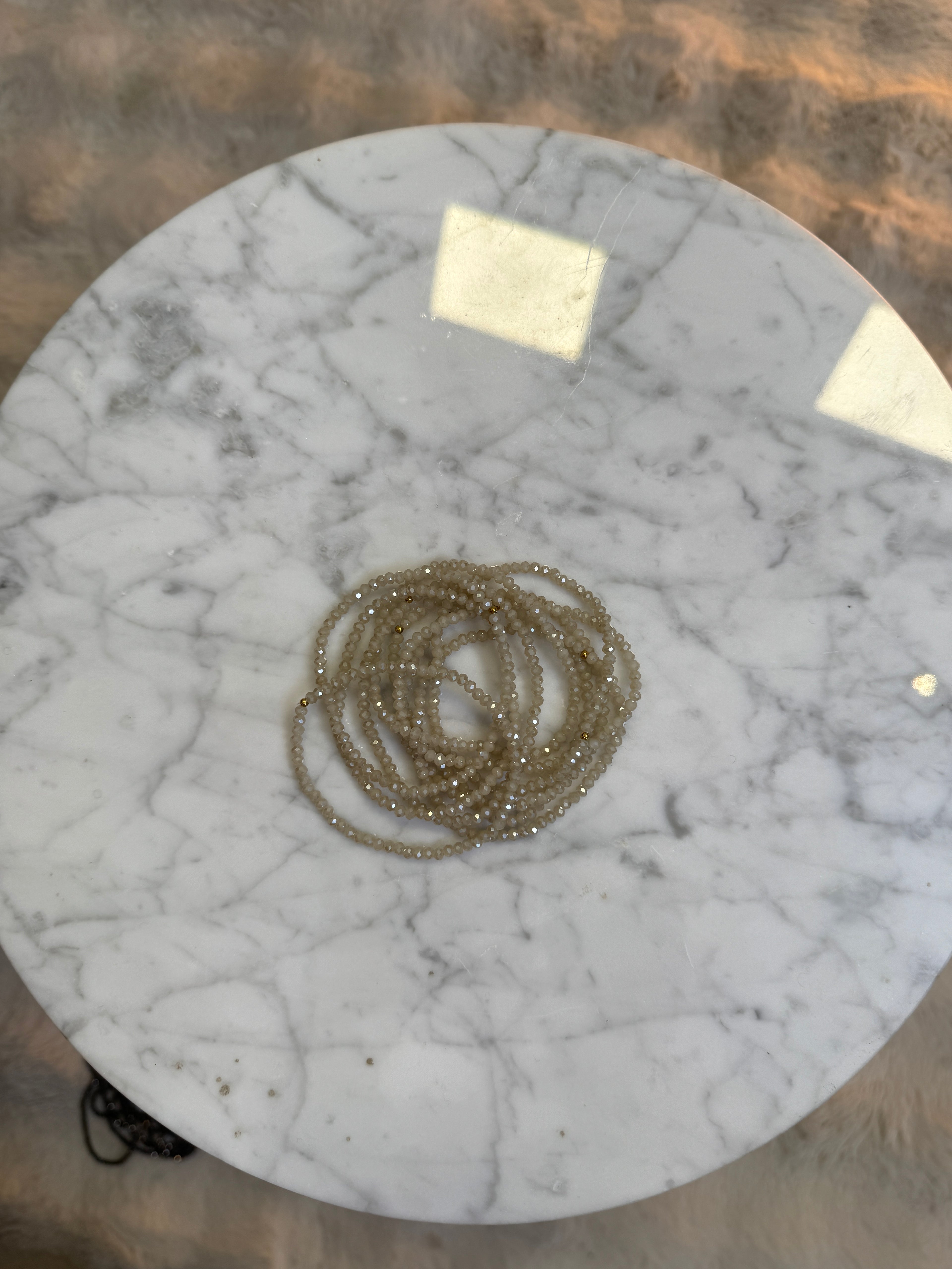 Lot de 10 Bracelets Elastiques Cristal Beige