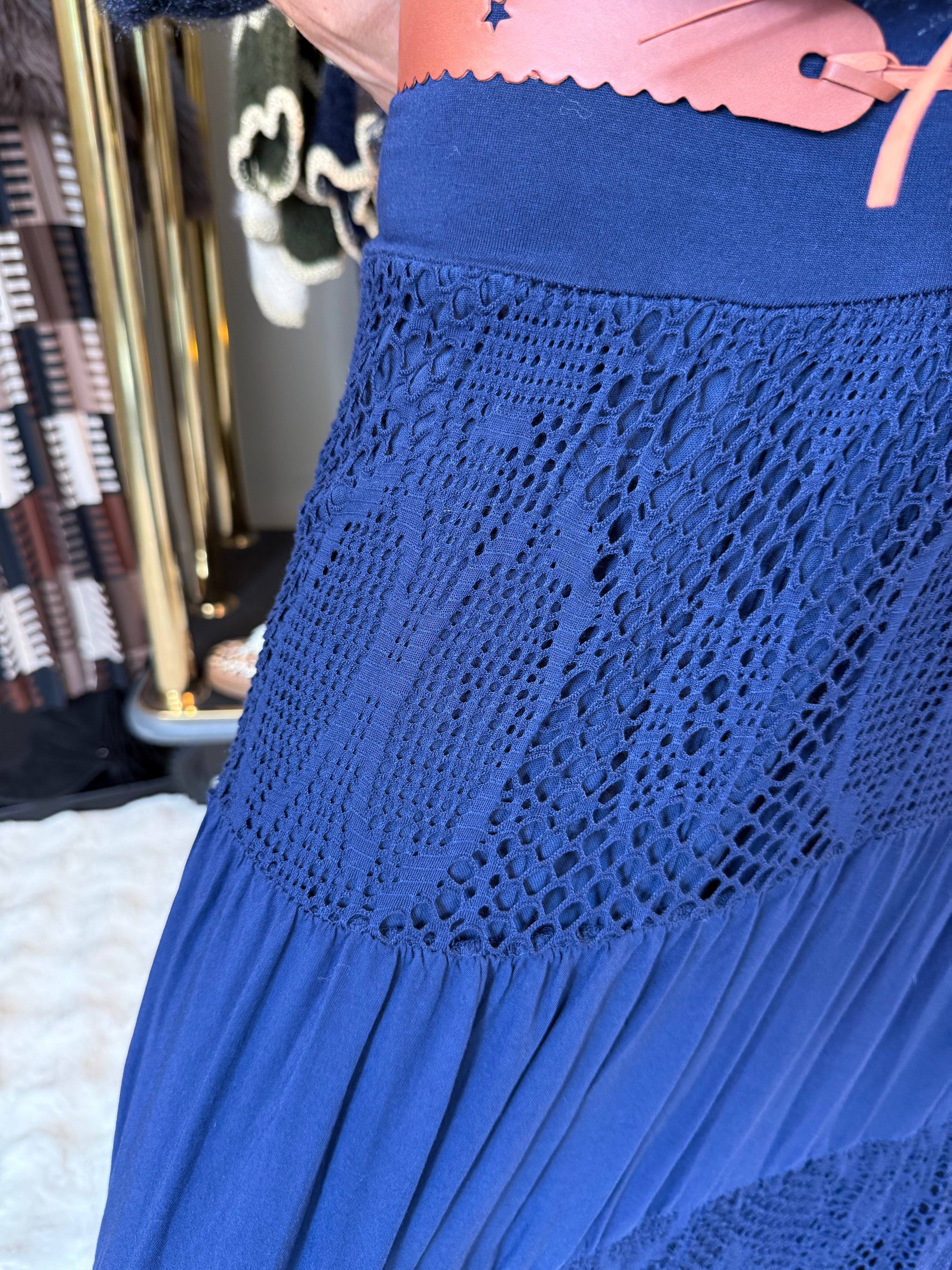 Jupe légère Dentelle Bleu Marine