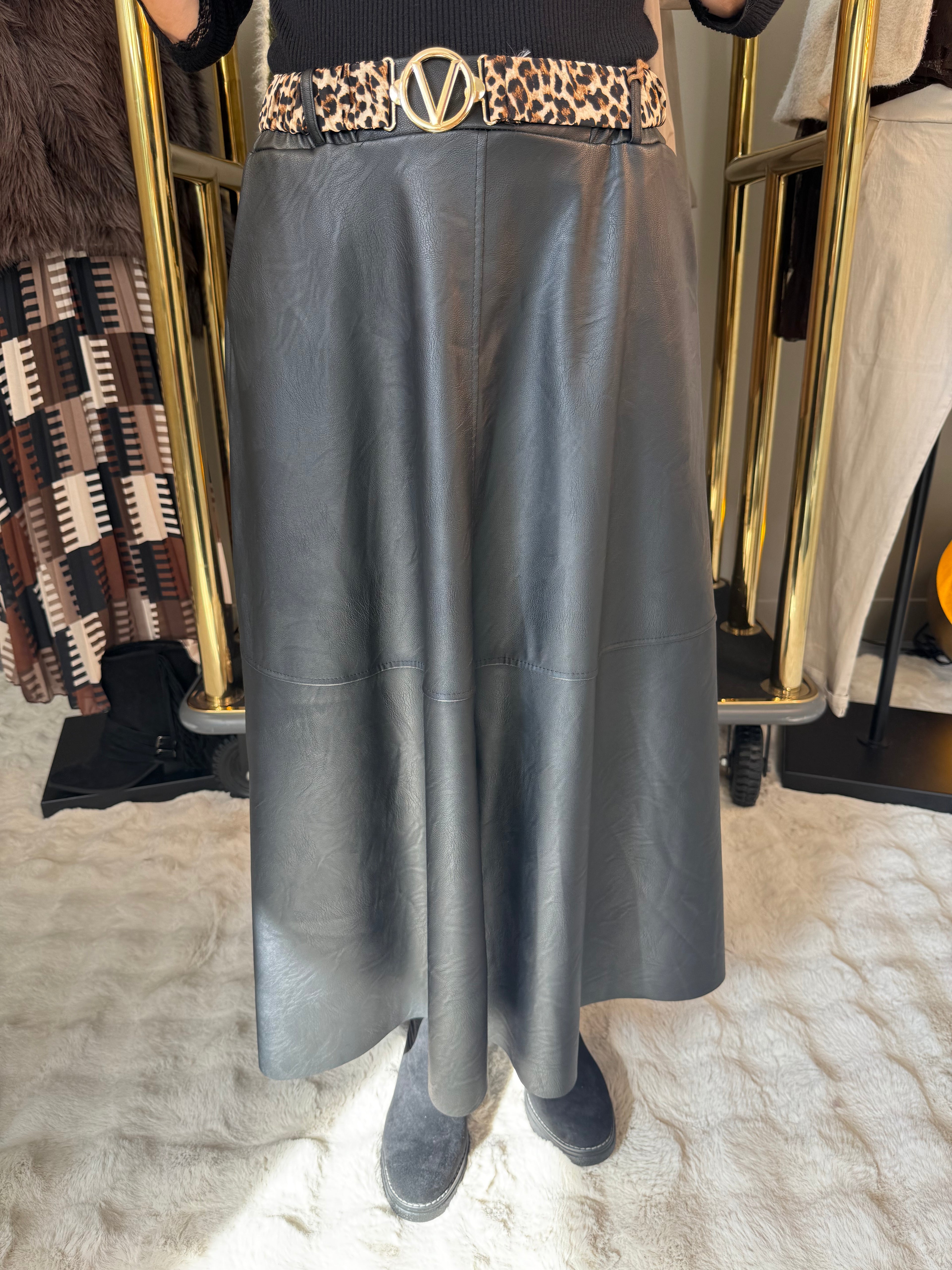 Jupe Simili Cuir Noir