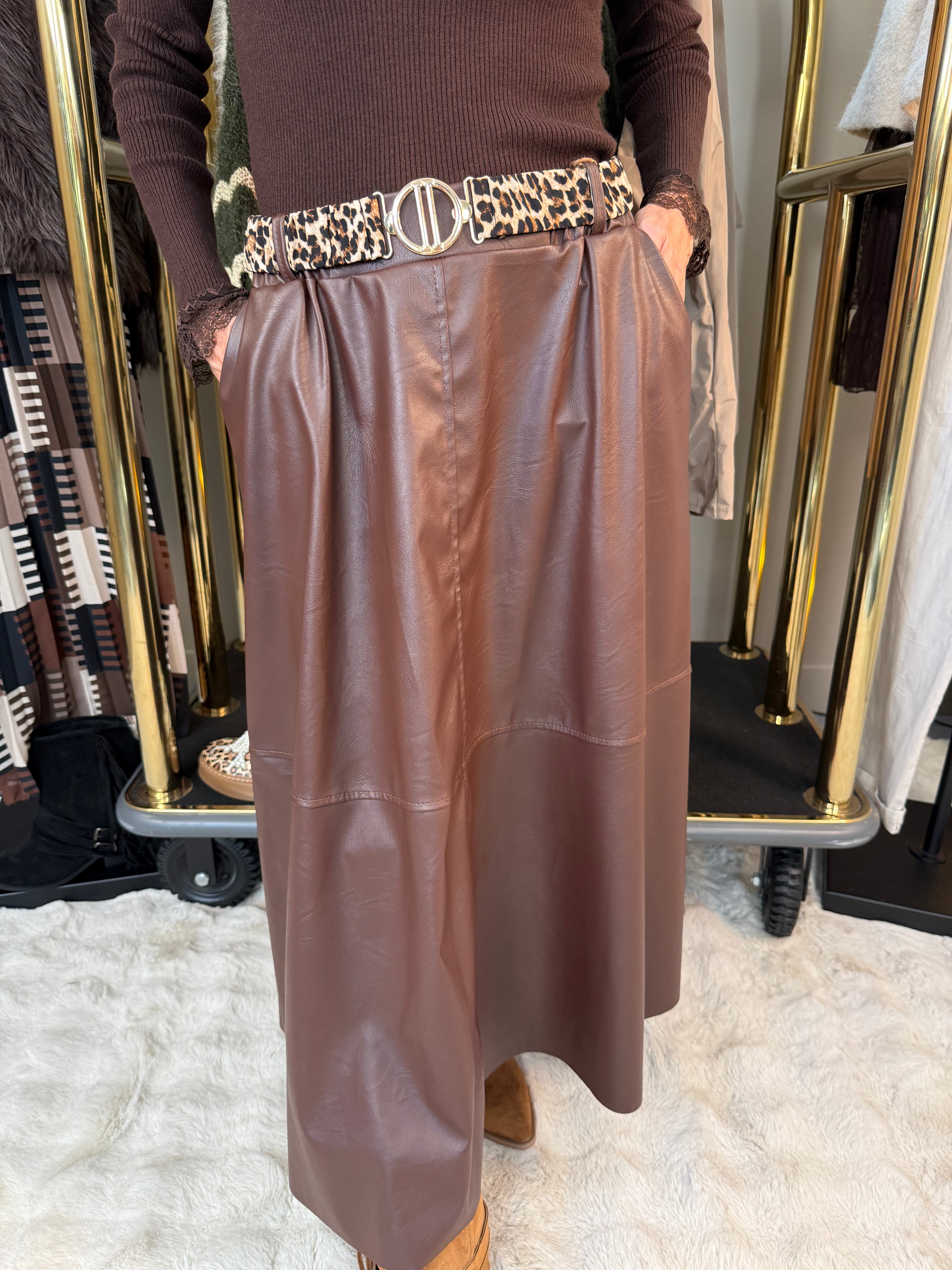 Jupe Simili Cuir Choco